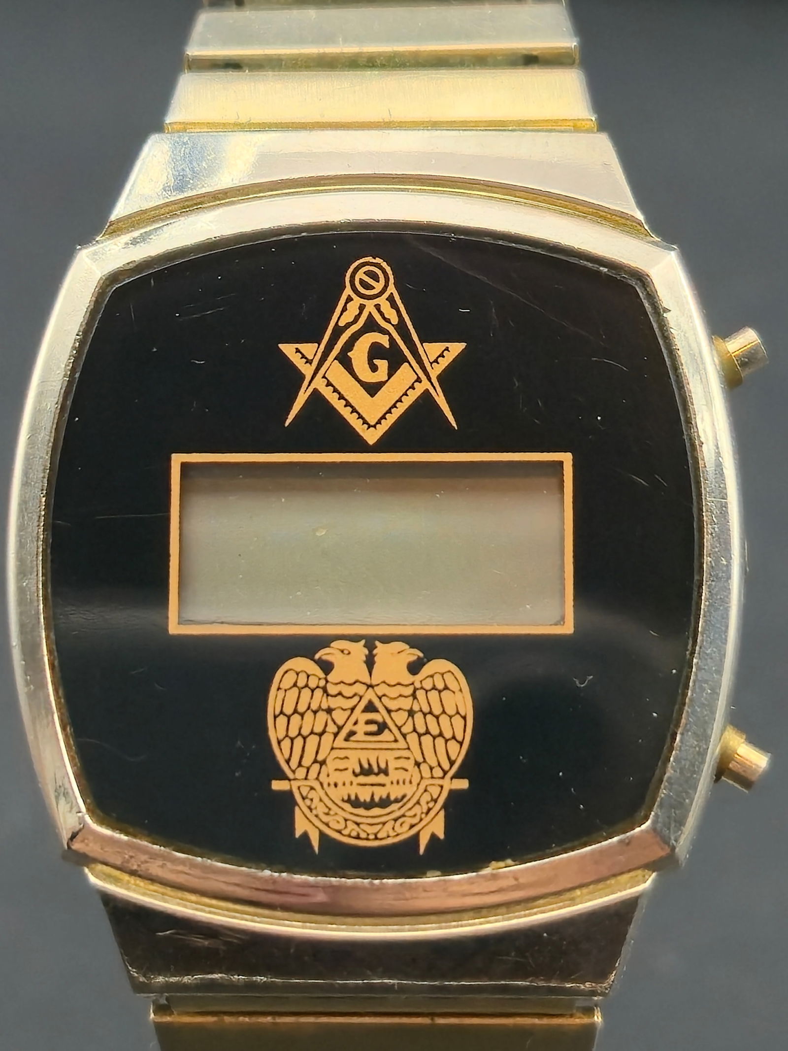 Masonic Digital Quartz LED Watch silver-Tone 32.9 mm Hong Kong Untested (c. 1970s–80s) (1 of 8)
