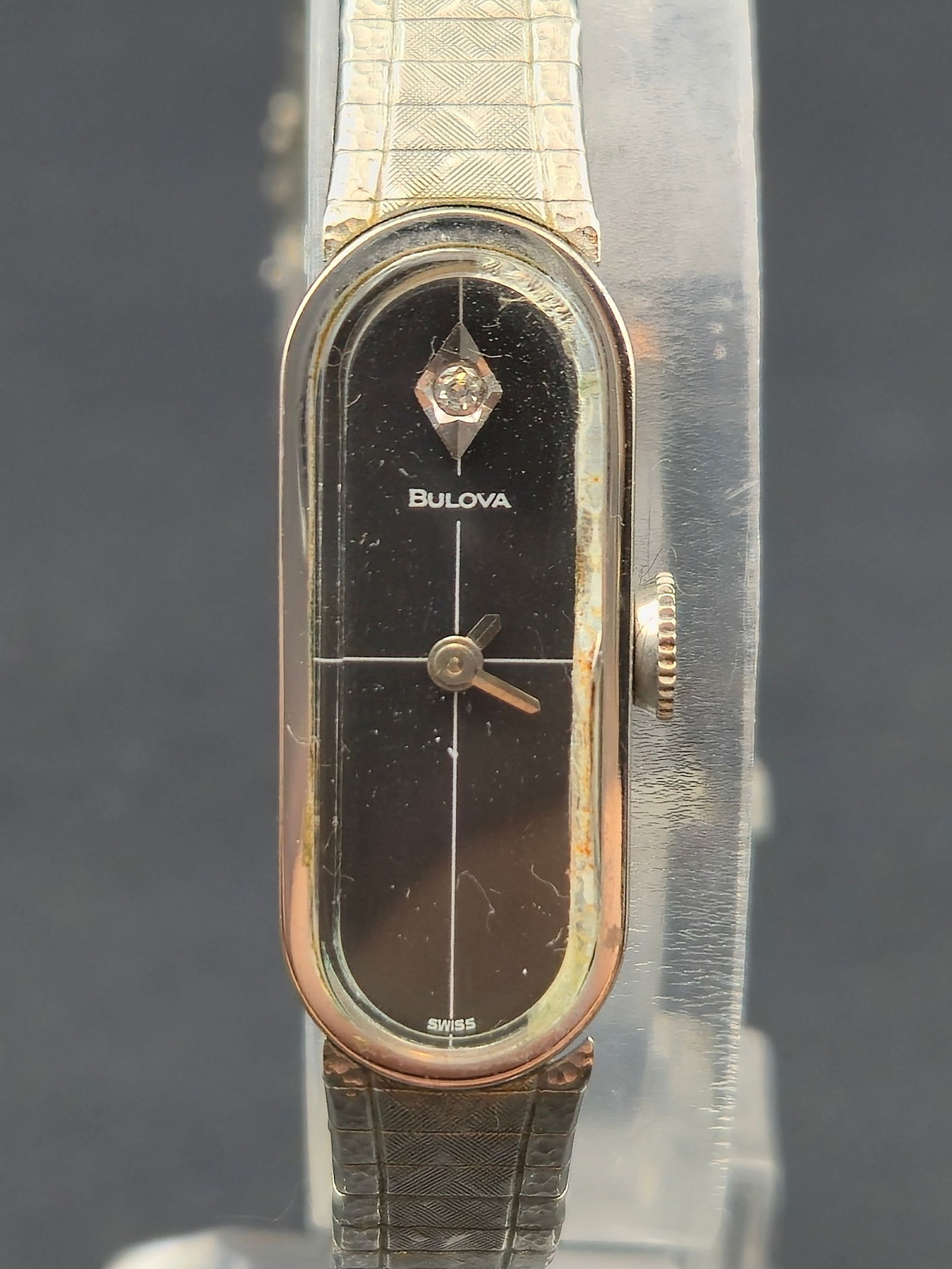 Bulova 10K R.G.P. Diamond Dial Tankette Watch 11 mm Cal. 8AK (c. 1950s) (1 of 12)