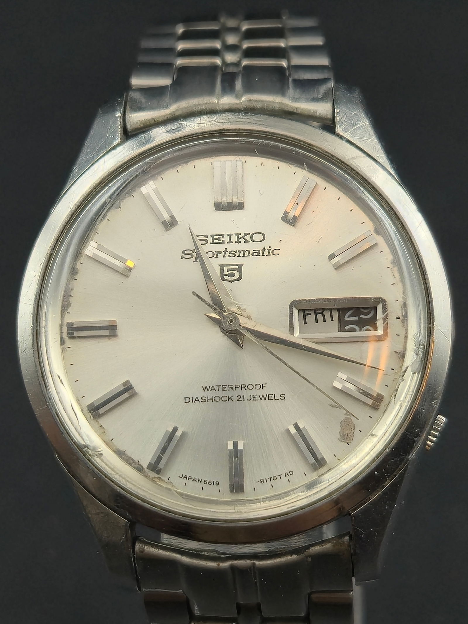 Seiko Sportsmatic 5 6619-8110 36 mm Automatic 21J Whale Caseback (1966) – Runs (1 of 11)