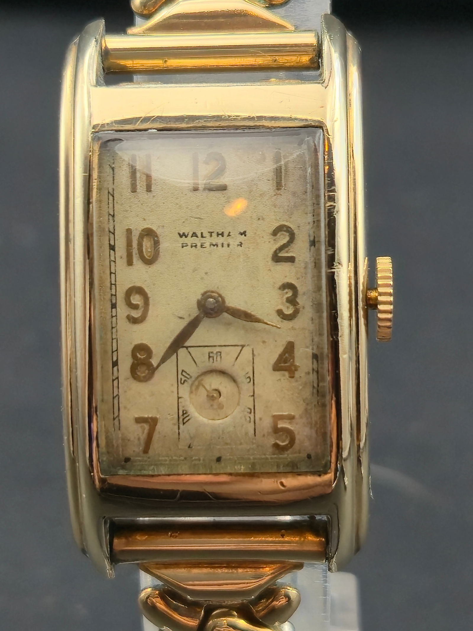 Waltham Premier Keystone 750 21 mm 17J Manual Wind Tank Watch w/ 12K GF Expansion Band – Runs (1 of 11)