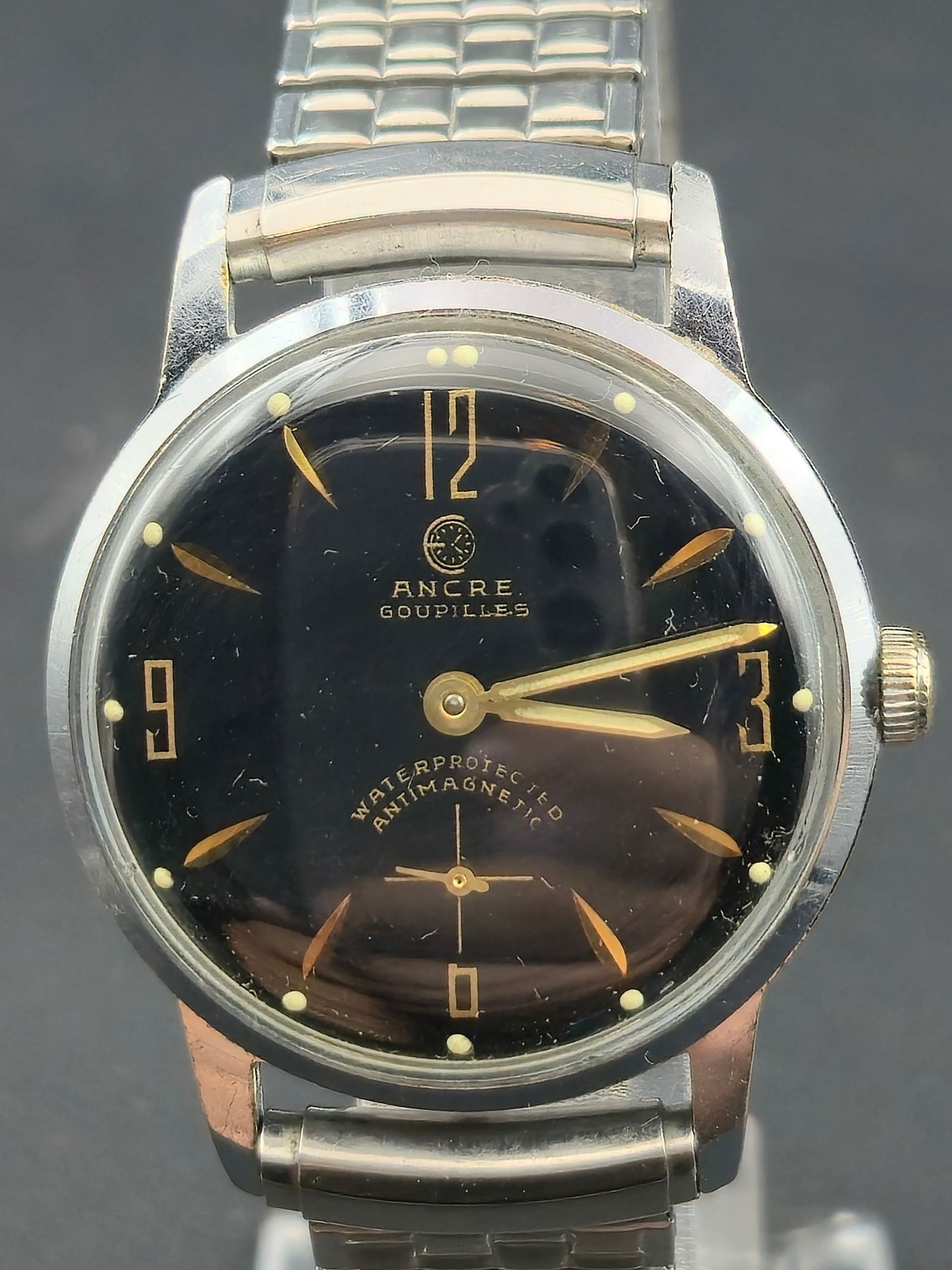 Ancre Goupilles 17J Swiss Manual Wind Watch 34 mm Black Dial Antimagnetic Runs (1 of 10)