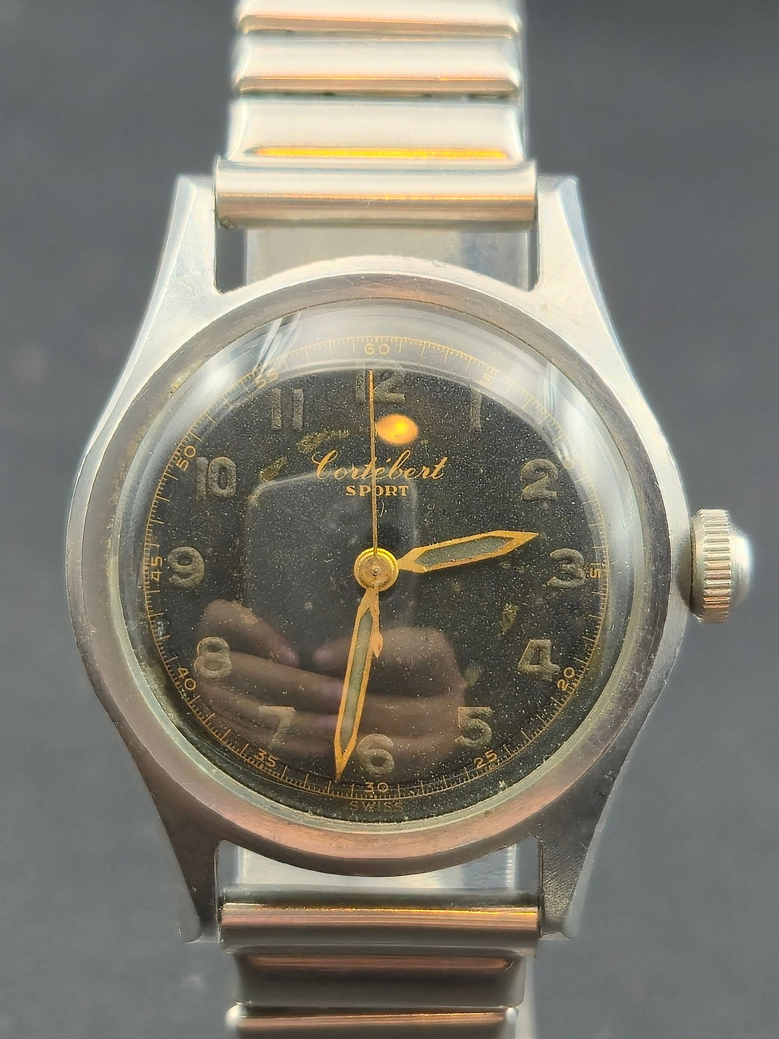 Cortébert Sport 16J Swiss Manual Wind Watch 31 mm Black Dial Cal.665S New Domed Glass Runs (1 of 11)