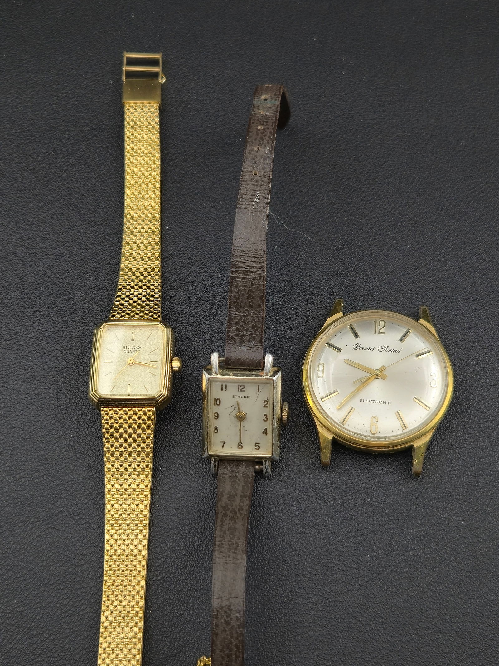 Lot of 3 Vintage Watches – Bulova Quartz, Styline, Servais-Pernod Electronic (1 of 9)