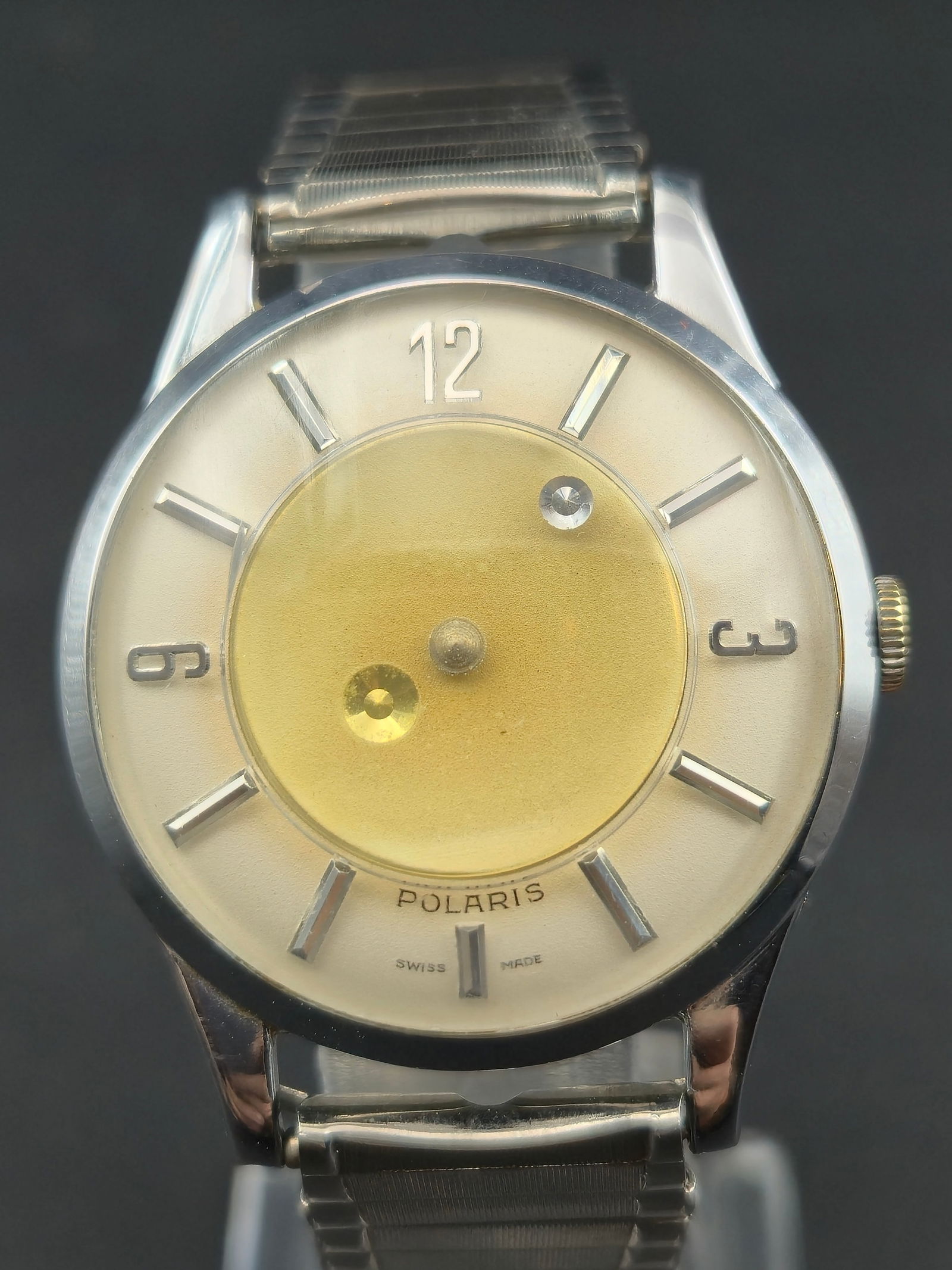 Polaris Swiss Made Mystery Dial Watch 34 mm Stainless Steel Expansion Band Runs (1 of 10)