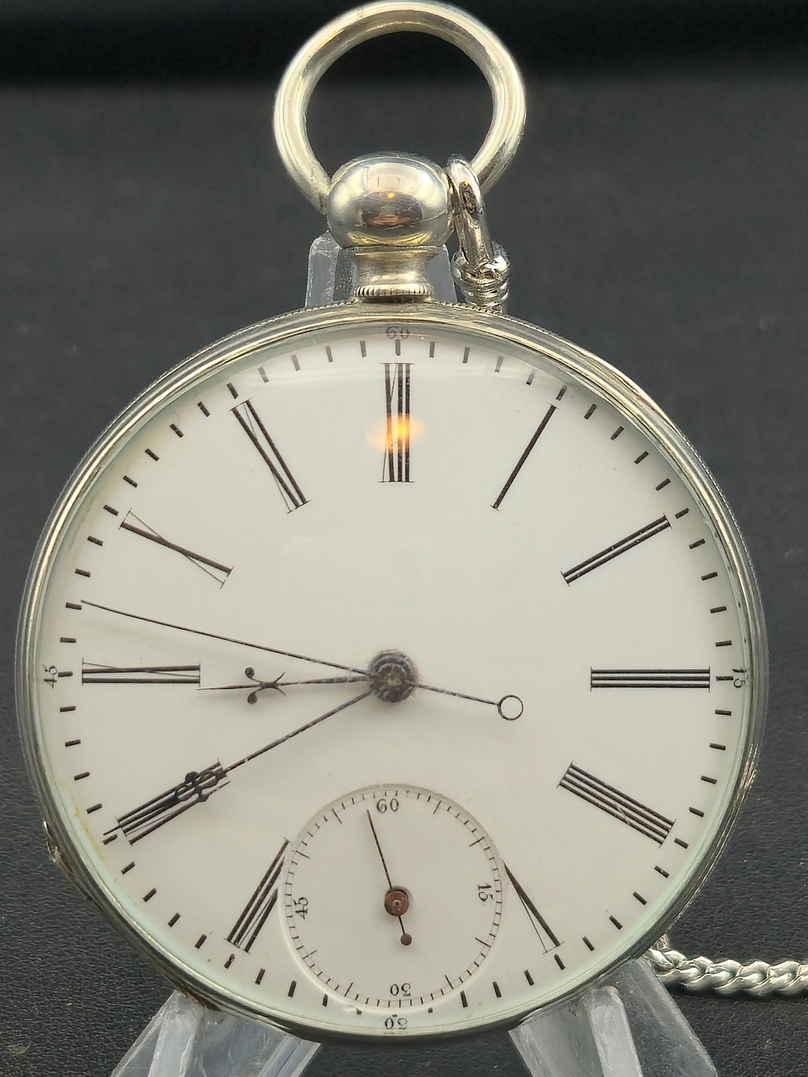 Mid-1800s English Coin Silver Key-Wind Pocket Watch 59mm – Gilt 3/4 Plate, Runs (1 of 12)
