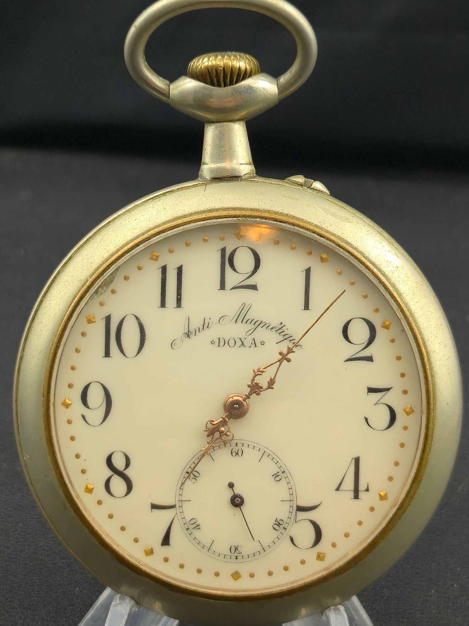 .1920 Doxa Anti-Magnetique 68mm Argentan Open-Face Pocket Watch • Running • Fancy Hands & (1 of 10)
