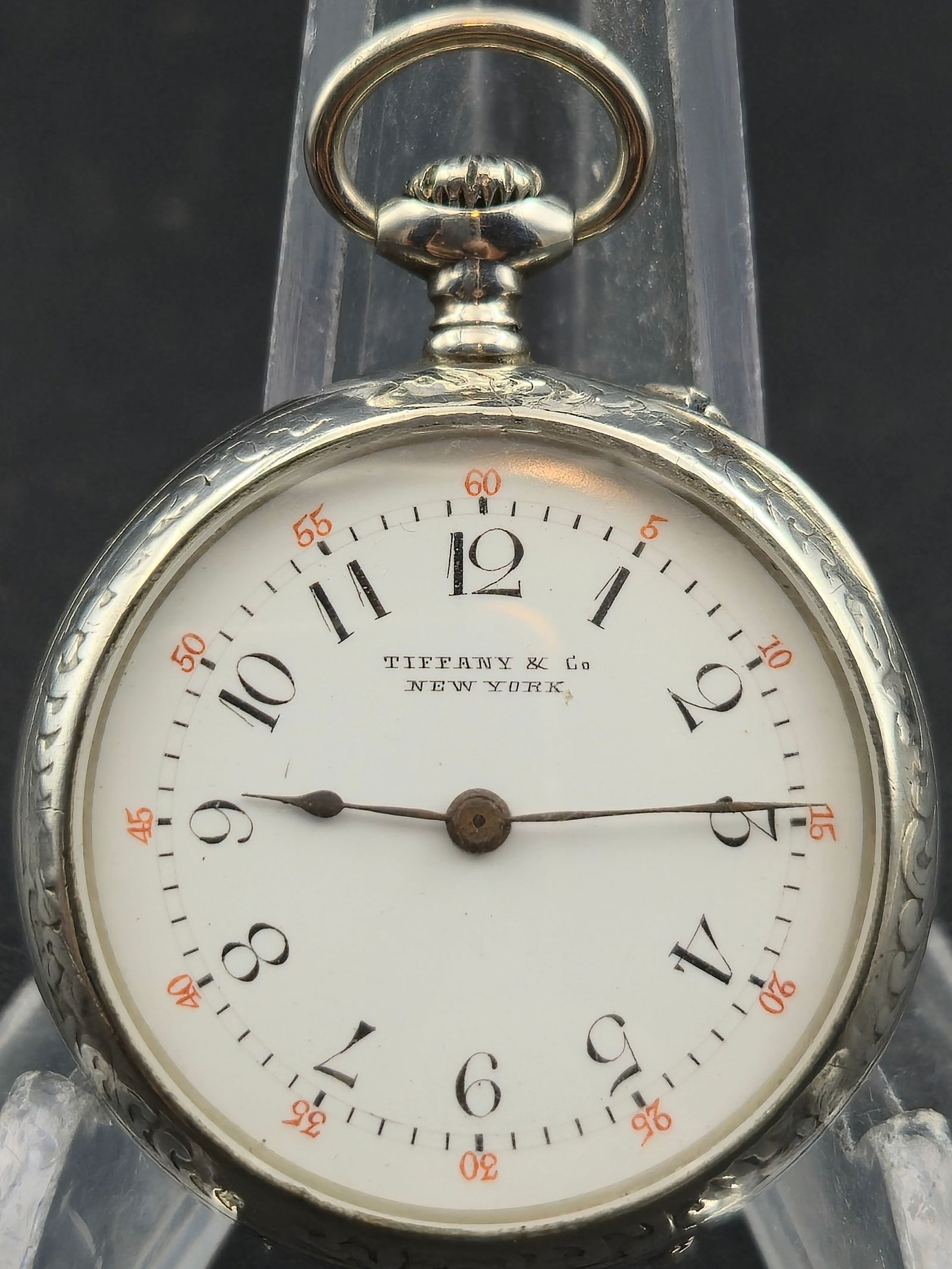 1890s Tiffany & Co. Sterling Silver 34mm Engraved Hunter Pocket Watch Running (1 of 11)