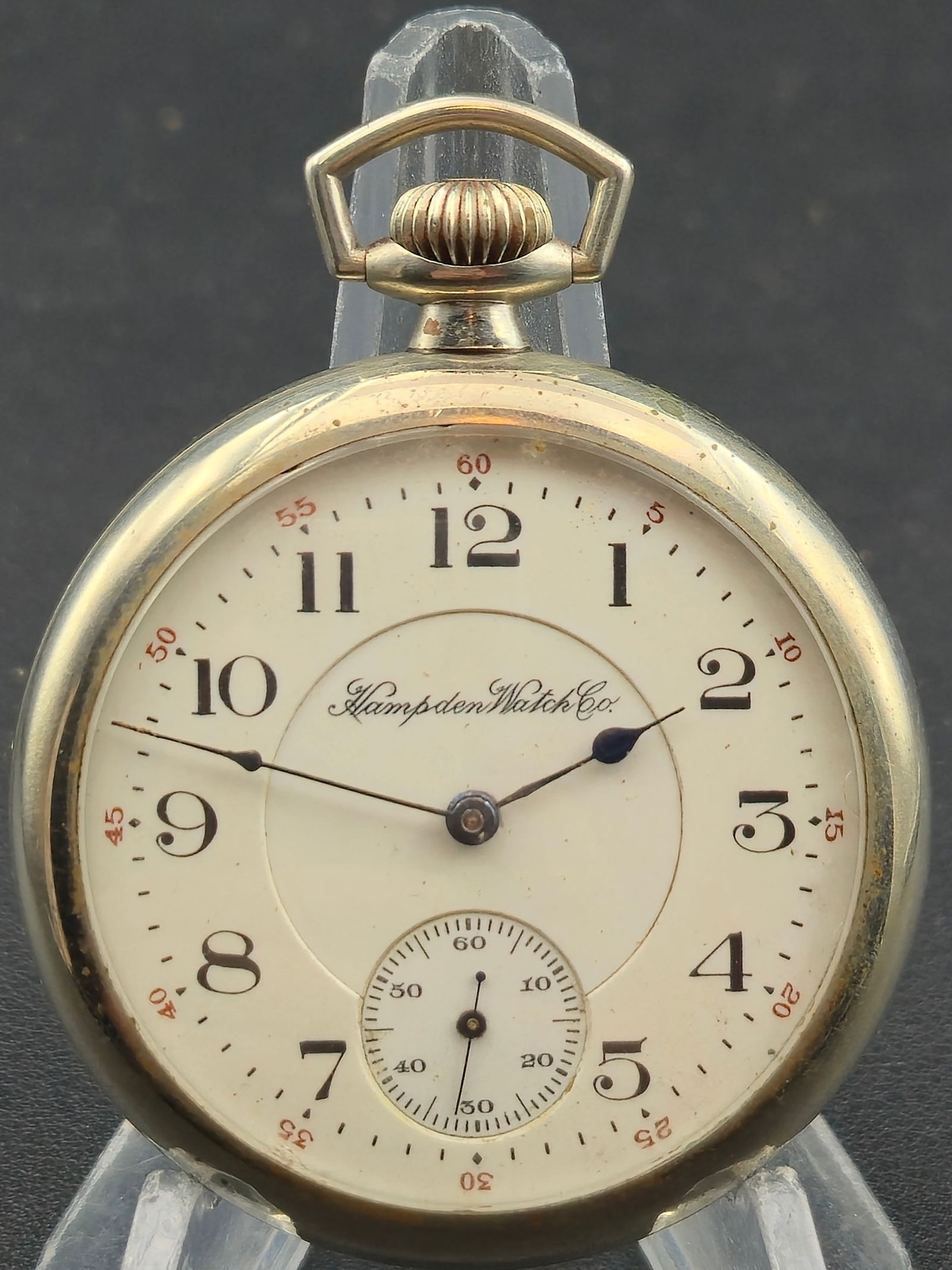 1912 Hampden Grade 108 16s 17J Nickel Open-Face Pocket Watch Running (1 of 7)