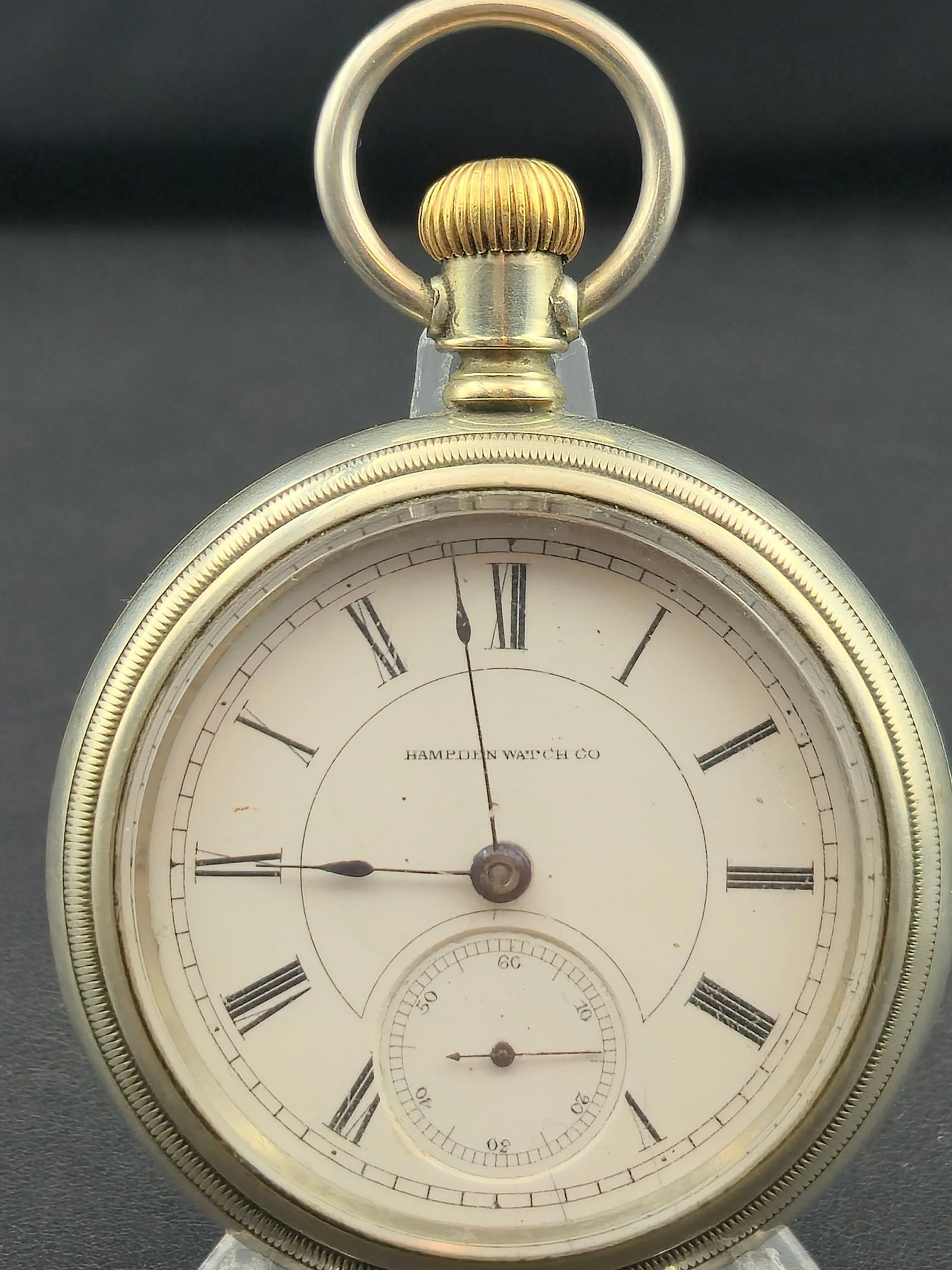1890 Hampden Railway Grade 18s 15J Teske Regulator RR Pocket Watch Running (1 of 10)