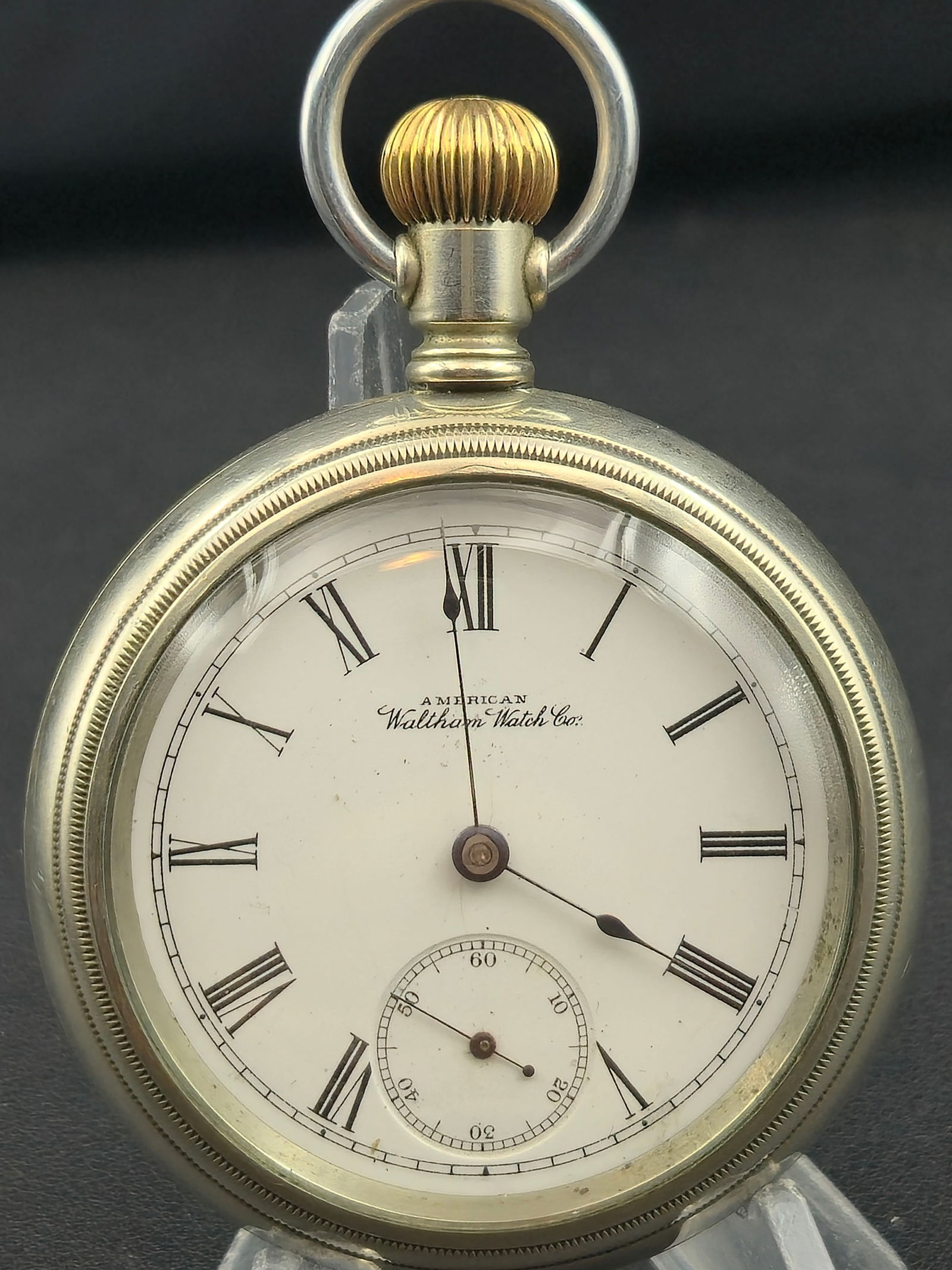 1892 Waltham Grade No. 1 18s Pocket Watch – Keystone Silveroid Case – Running (1 of 8)