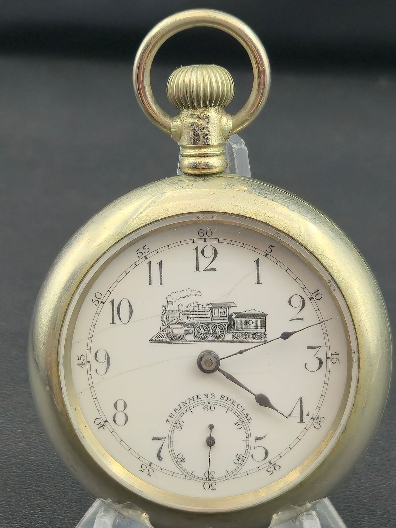 1900s Trainmen’s Special 23J 18s Pocket Watch – Silverode Case – Locomotive Dial – Running (1 of 8)