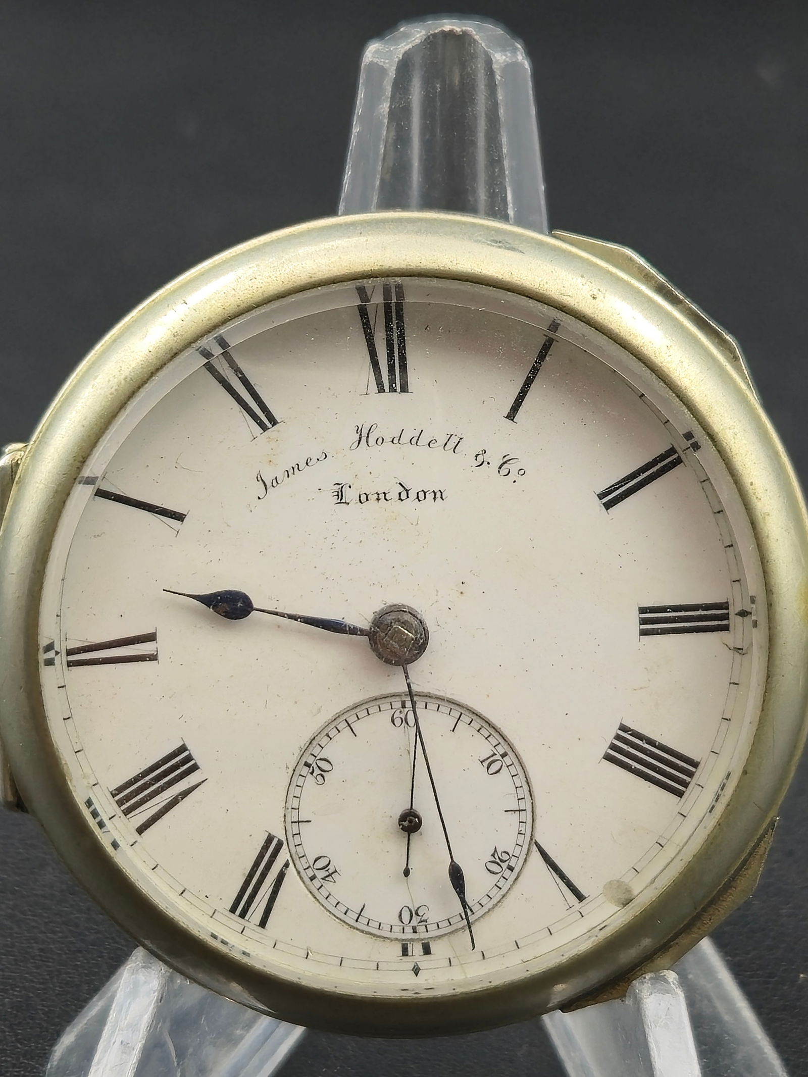 James Hoddell & Co. London Key-Wind Pocket Watch – Gilt Movement – Roman Dial – Running (1 of 7)