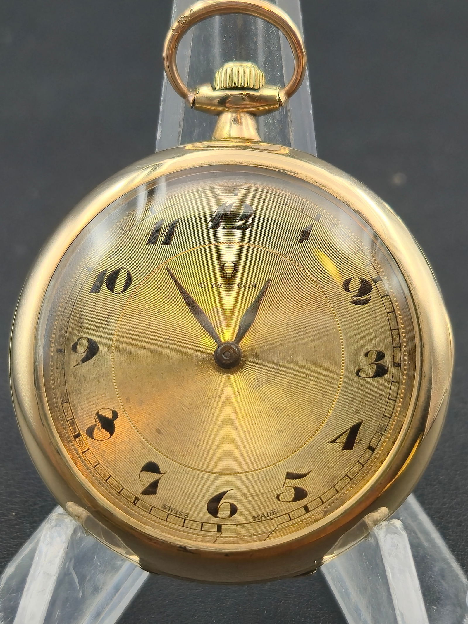1930s Omega Pocket Watch 20-Year Gold-Filled 43mm – Gilt Dial – 15J – Running (1 of 10)