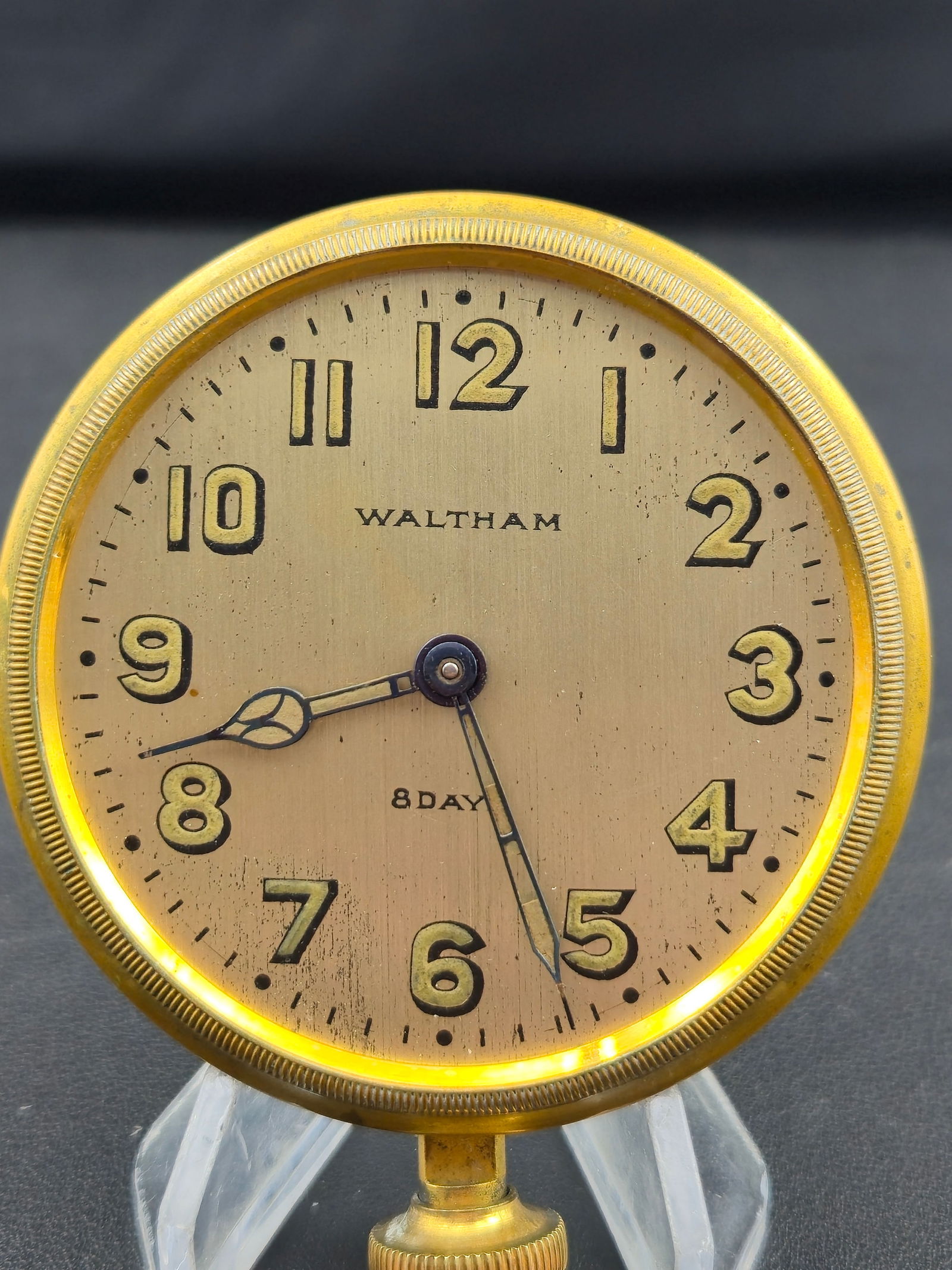 1926 Waltham 8-Day 37s Pocket Watch – 69mm Case – Brass Travel/Military Type – Running, (1 of 8)