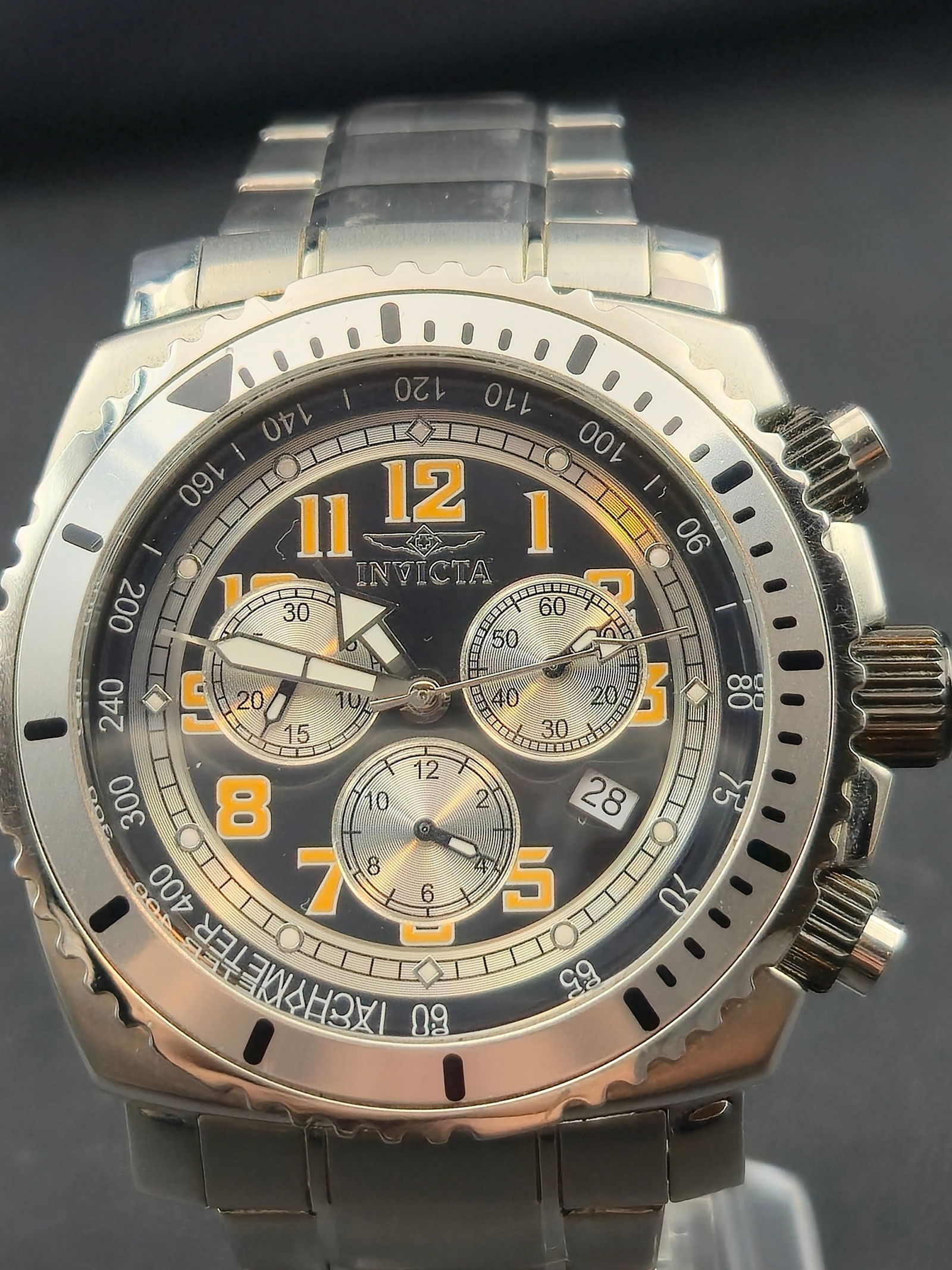 2010 Invicta 0616 Tritnite Chronograph 47mm Stainless Steel “Aviator Diver” – New Battery (1 of 8)