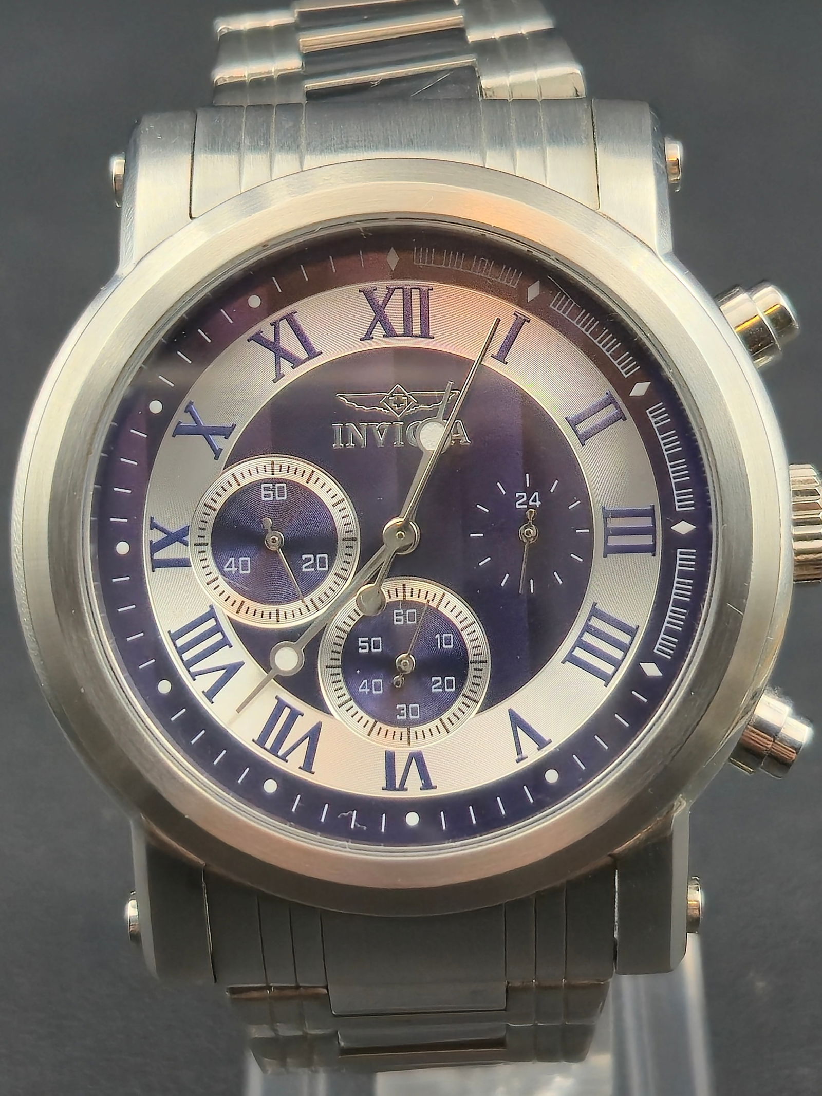 2010s Invicta Specialty “Roman Blue” Chronograph 46mm Stainless Steel Watch – Running (1 of 8)