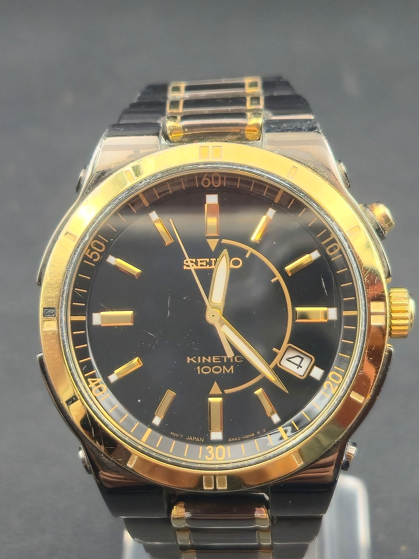 2000s Seiko Kinetic 5M62-0B50 “Two-Tone Sport” 40mm Automatic-Quartz 100M Watch – Fresh (1 of 9)