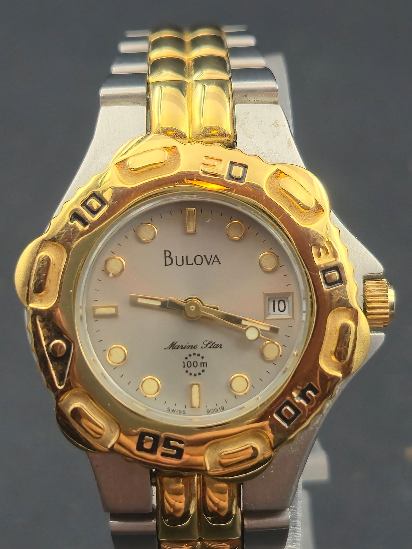 1990s Bulova Marine Star 28mm Two-Tone Diver-Style Watch – Swiss Movement, New Battery, Running (1 of 11)