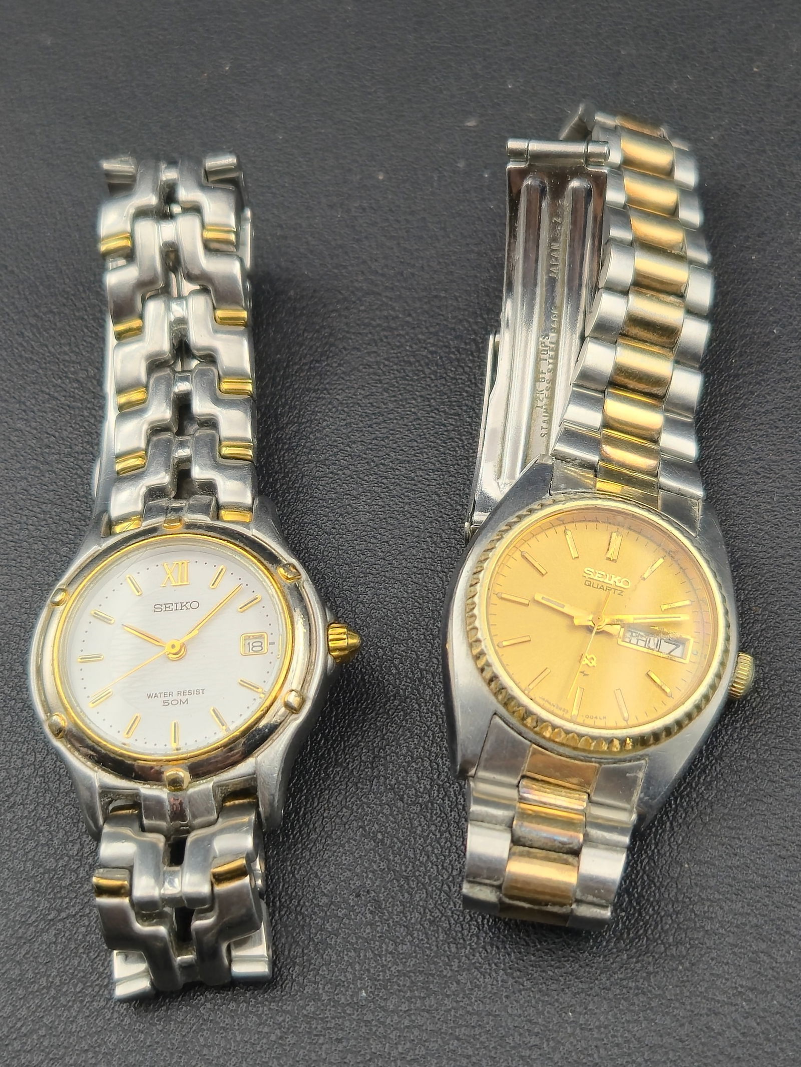 Pair of Seiko Quartz Watches – 1977 Mens 35mm Gold Dial and 1998 Ladies 28mm Two-Tone (1 of 10)
