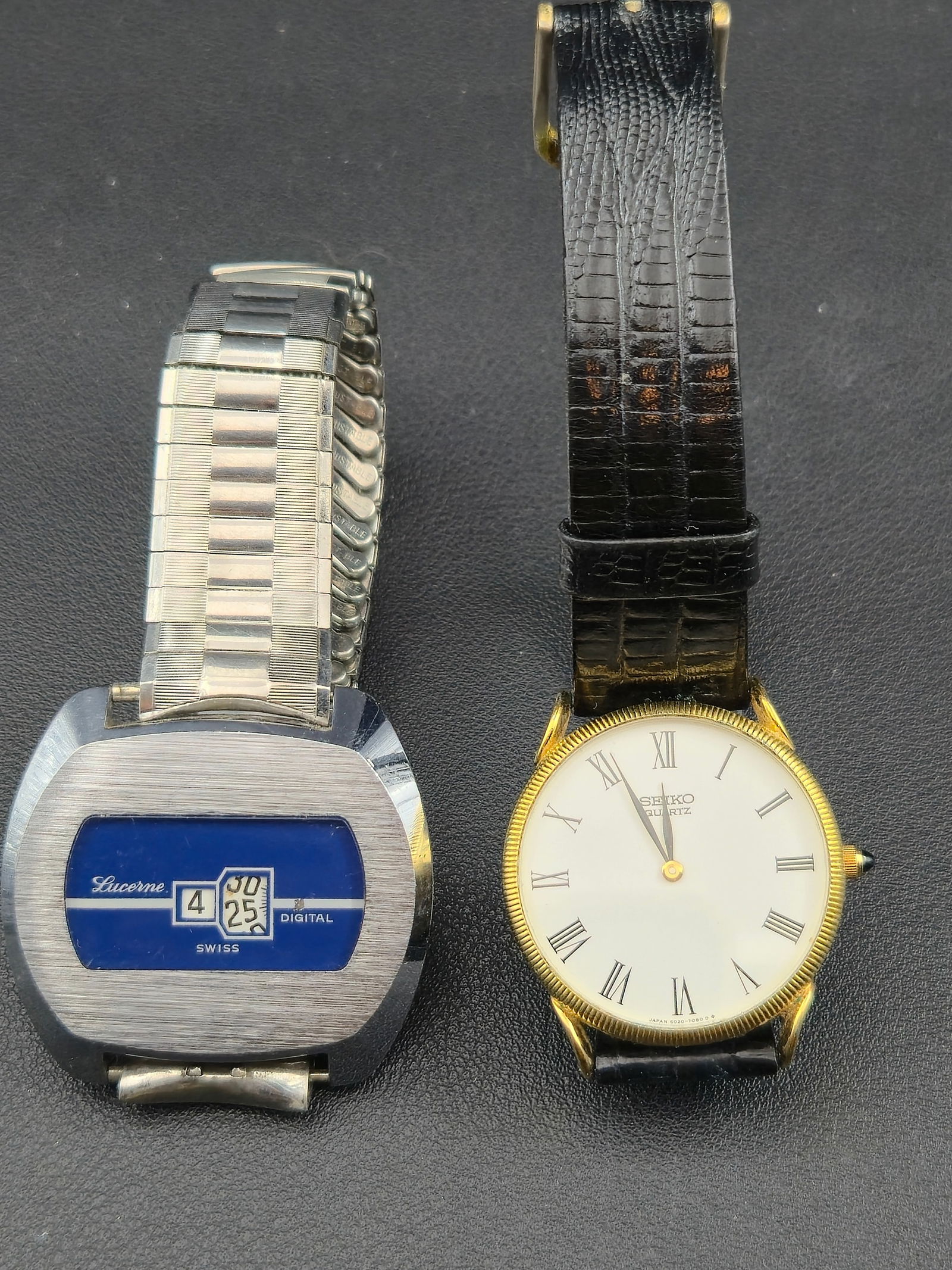 Lot of 2 Men’s Watches – Seiko Quartz 8020-7089 & Lucerne Swiss Jump-Hour Digital – (1 of 7)