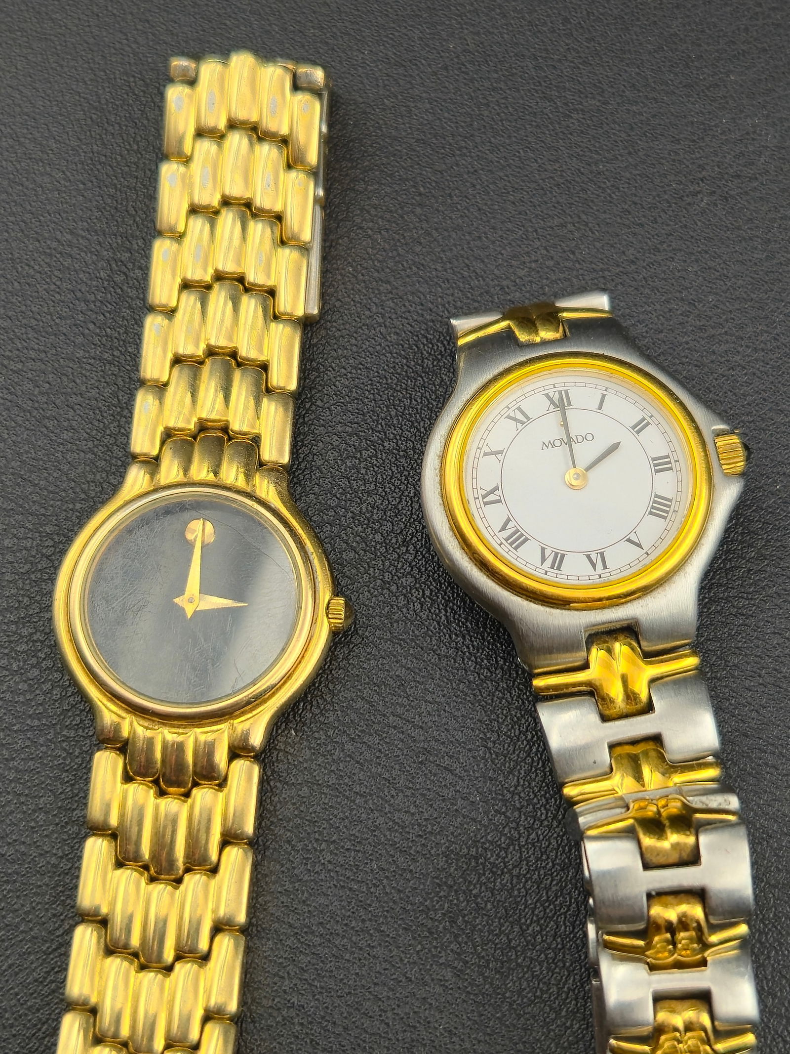 Lot of 2 Ladies Movado Quartz Watches – Roman Dial & Gold-Tone Museum Style – 1980s–1990s (1 of 7)