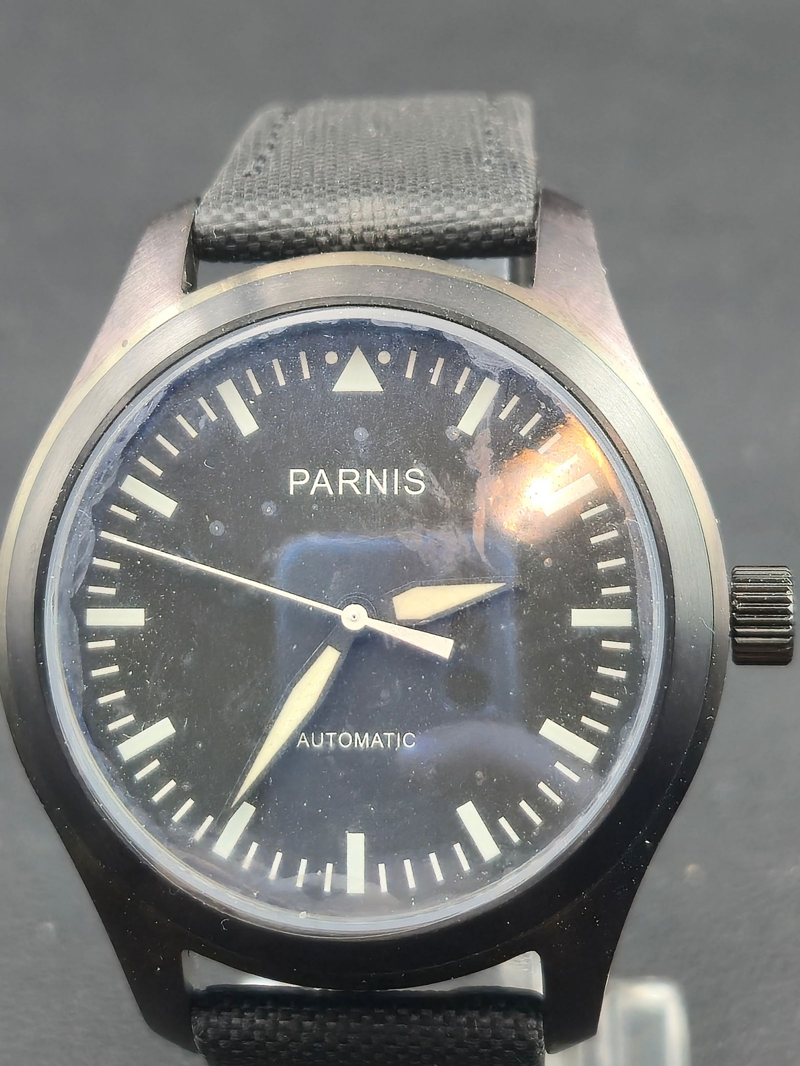 Parnis Automatic 44mm Black Field Watch Military Dial Stainless Steel NOS Runs (1 of 9)