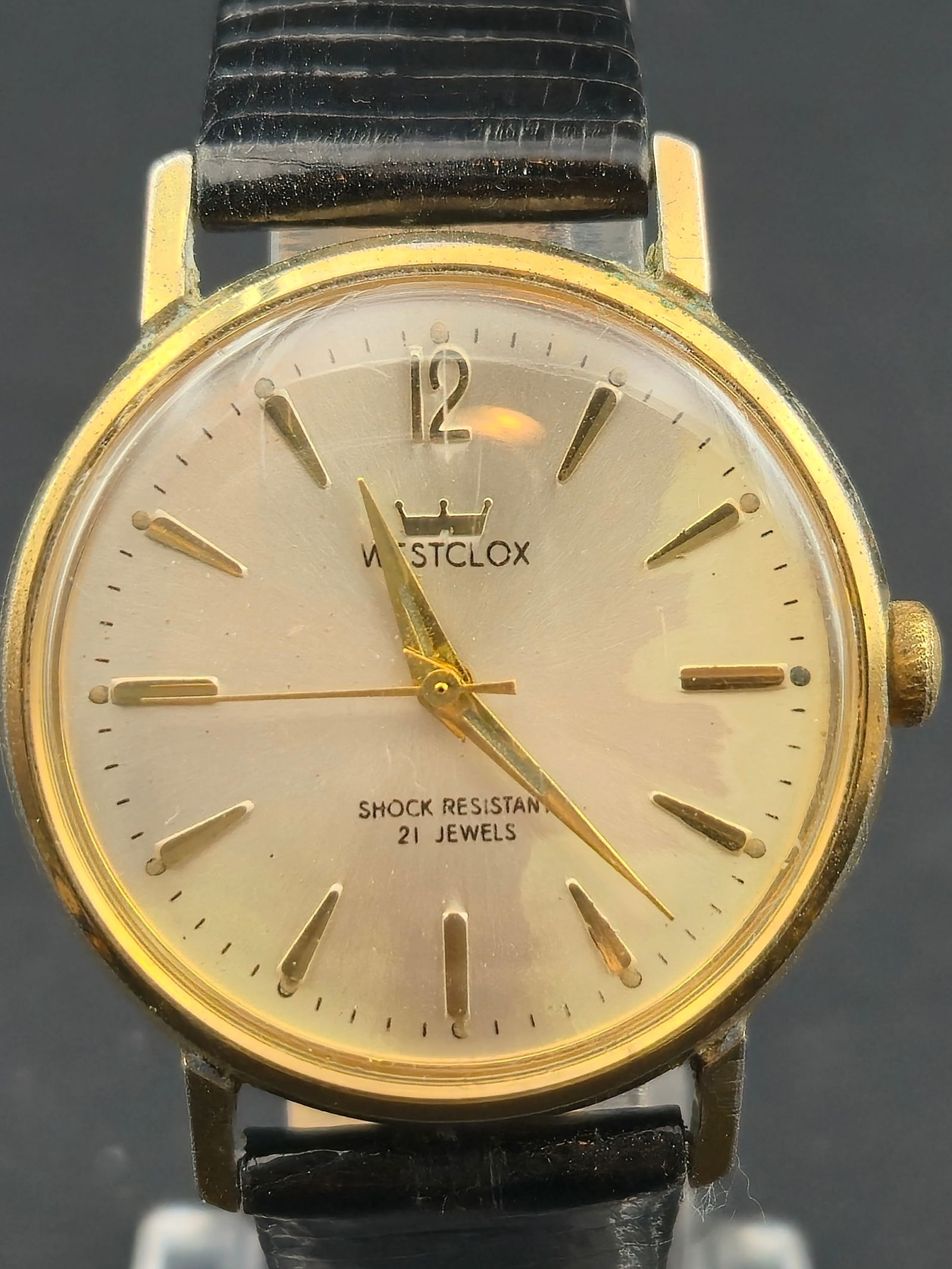 1960s Westclox 21-Jewel Shock Resistant Dress Watch – Gold Tone 34mm – Vintage Manual (1 of 8)