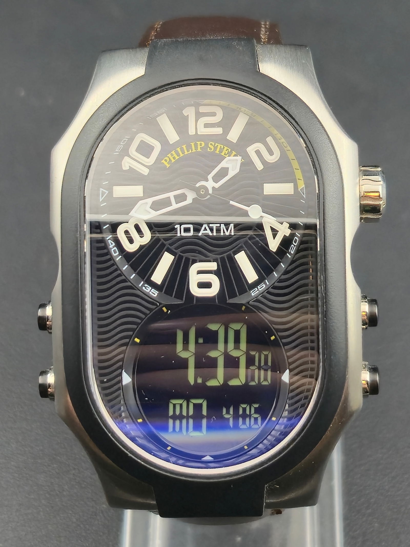 Philip Stein Signature PS3X Dual Time “Natural Frequency” Watch – 59mm × 38mm – Running (1 of 9)