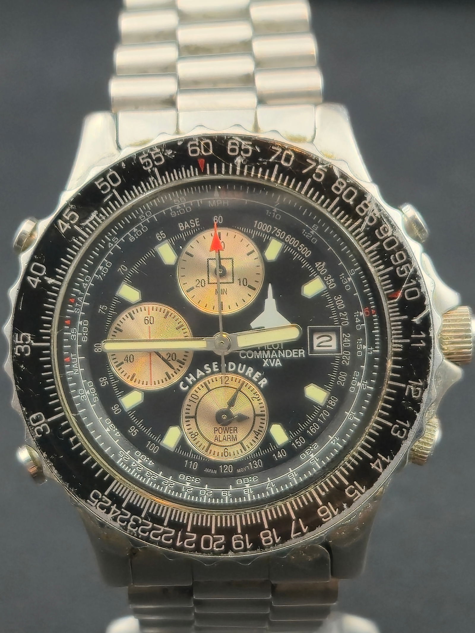 1990s Chase-Durer Pilot Commander XVA – 44mm Ana-Digi Chronograph “Flight Command” – New (1 of 12)