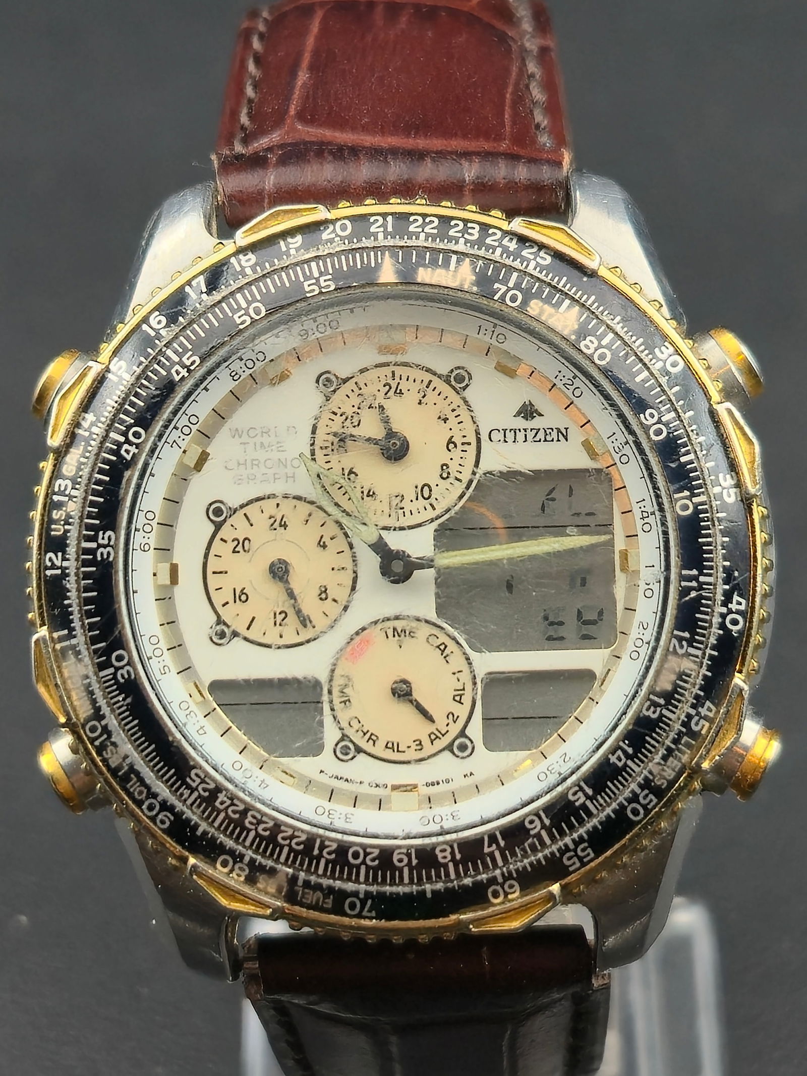 Citizen 42mm World Time Ana-Digi Chronograph C300 Two-Tone Watch (1 of 9)