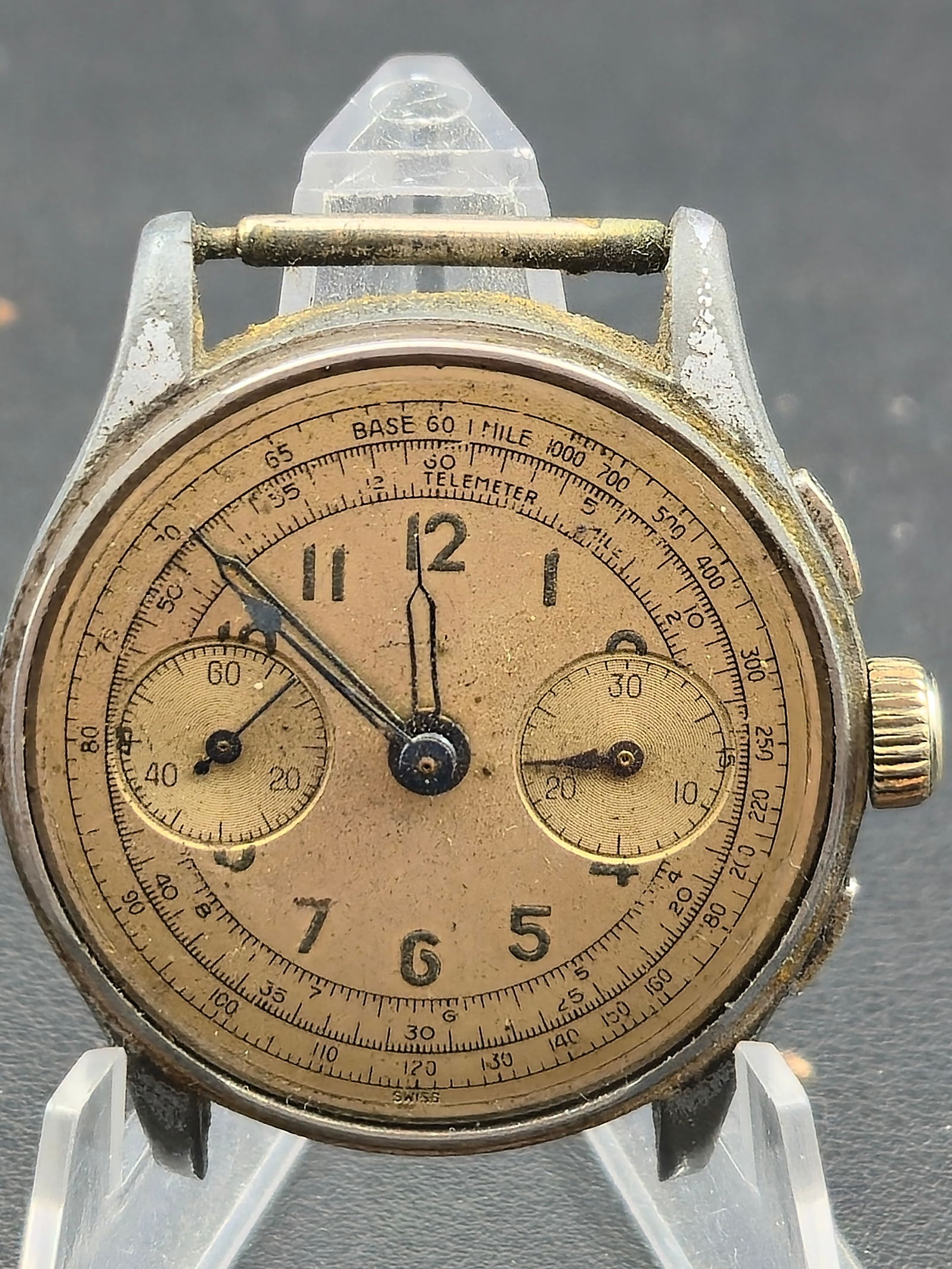 1940s Helbros 34mm “Telemeter Chronograph” Swiss 2-Register Watch – (1 of 9)