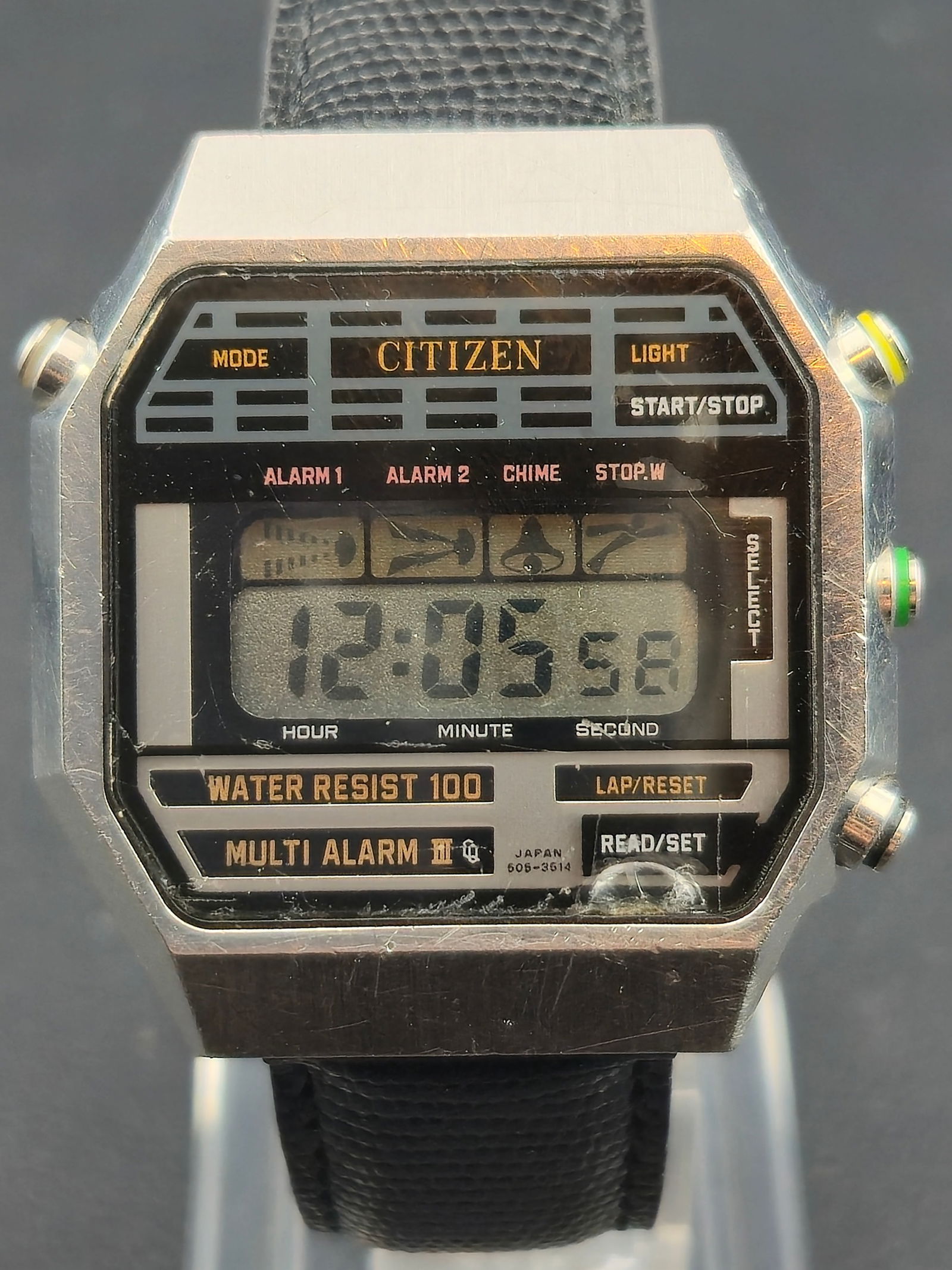 Citizen 37 mm Multi Alarm III Digital Watch Stainless Steel Running New Battery Vintage Japan (1 of 8)