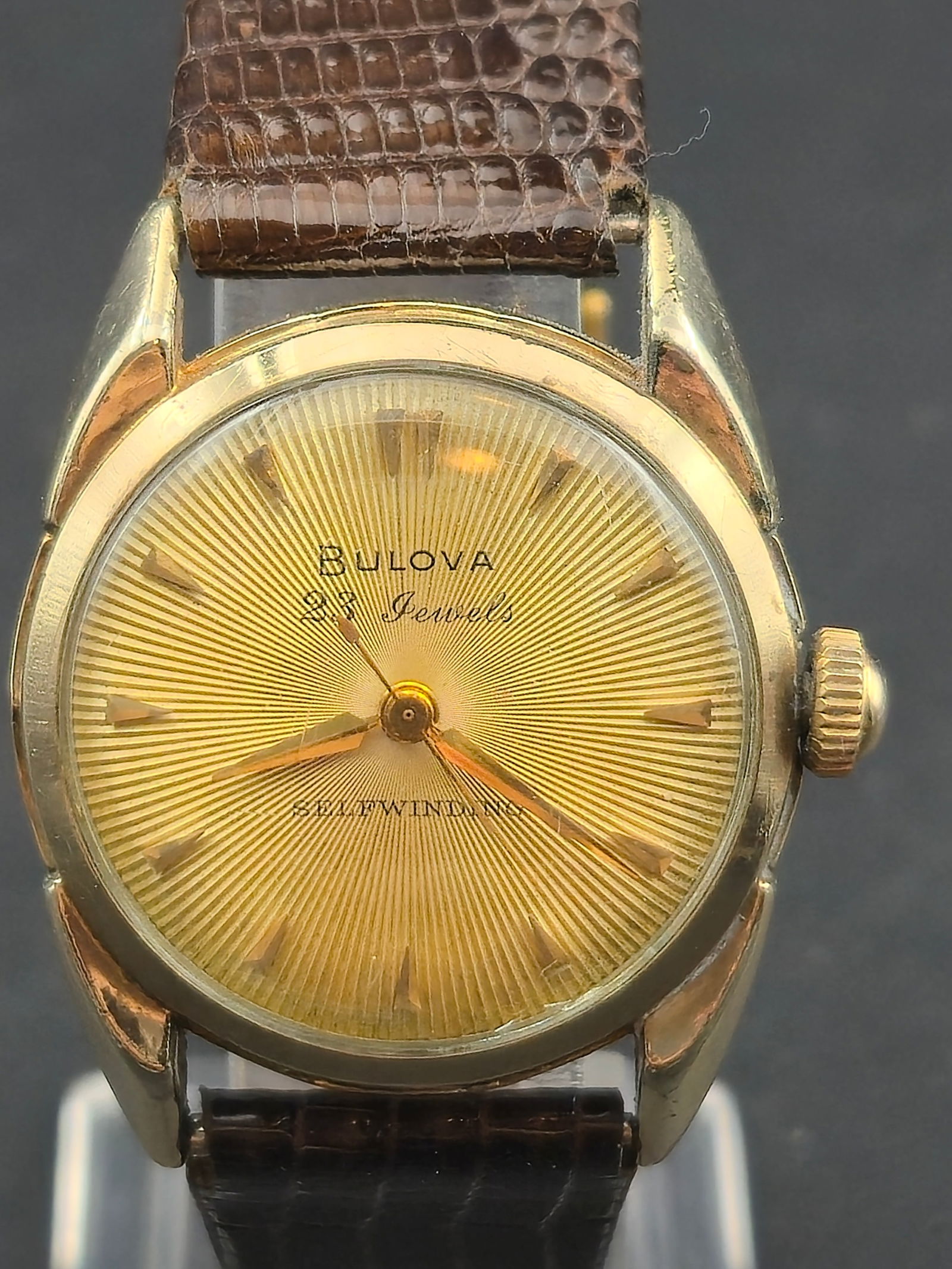 1954 Bulova 10k RGP Sunburst Dial 30mm 23 Jewel Selfwinding Watch Running (1 of 9)
