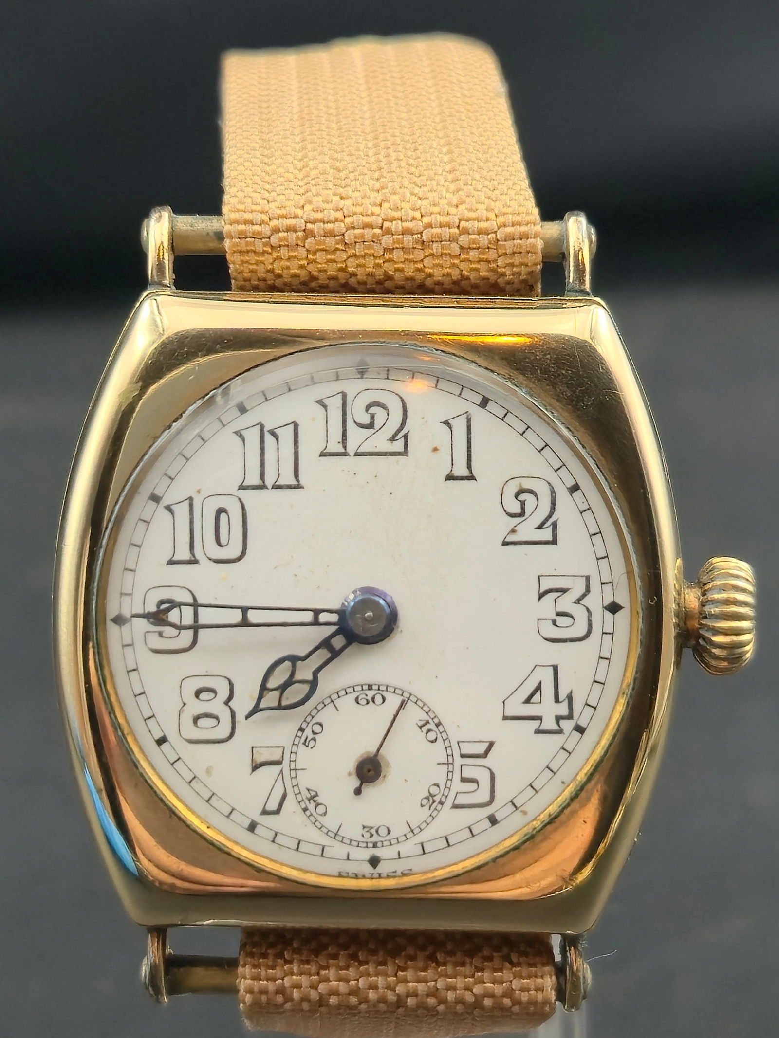 1918 Combine Watch Co Trench Watch 33mm Gold Filled Illinois Giant Case Cathedral Hands Runs Vintage (1 of 11)