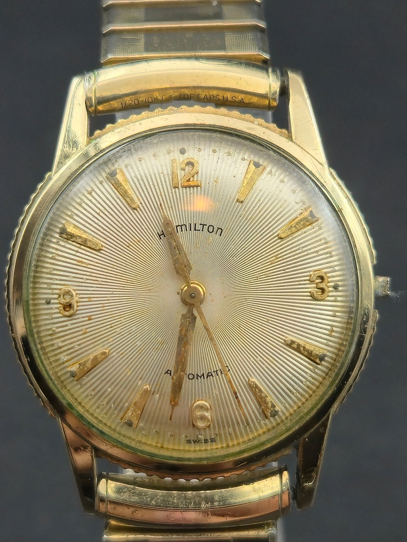 1950s Hamilton Automatic 33mm 10K RGP Bezel Stainless Back Cal 672 Runs Vintage w Calendar Bracelet (1 of 14)