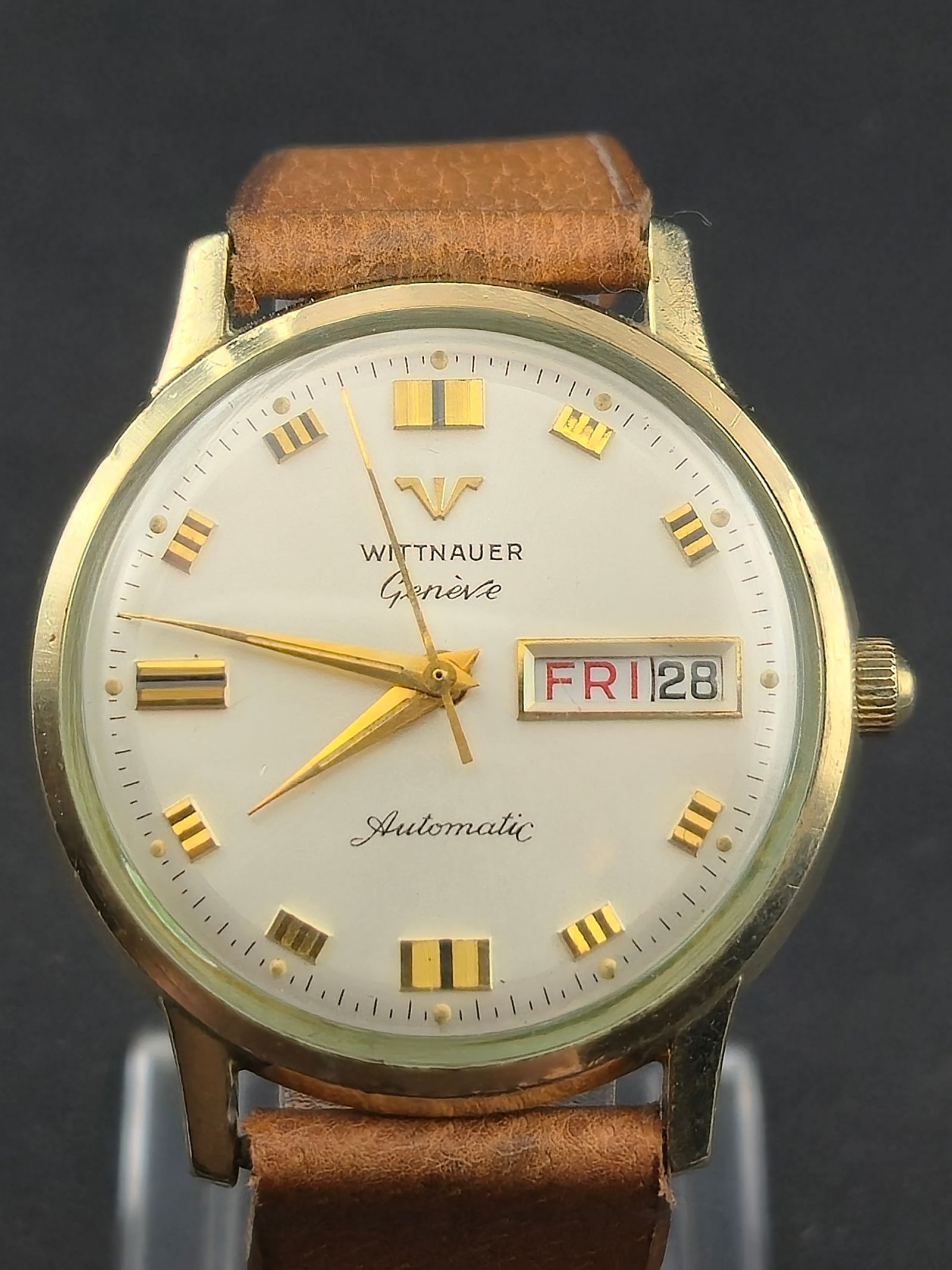 1970 Wittnauer Genève Automatic Day-Date 35mm 10K RGP – Runs (1 of 10)