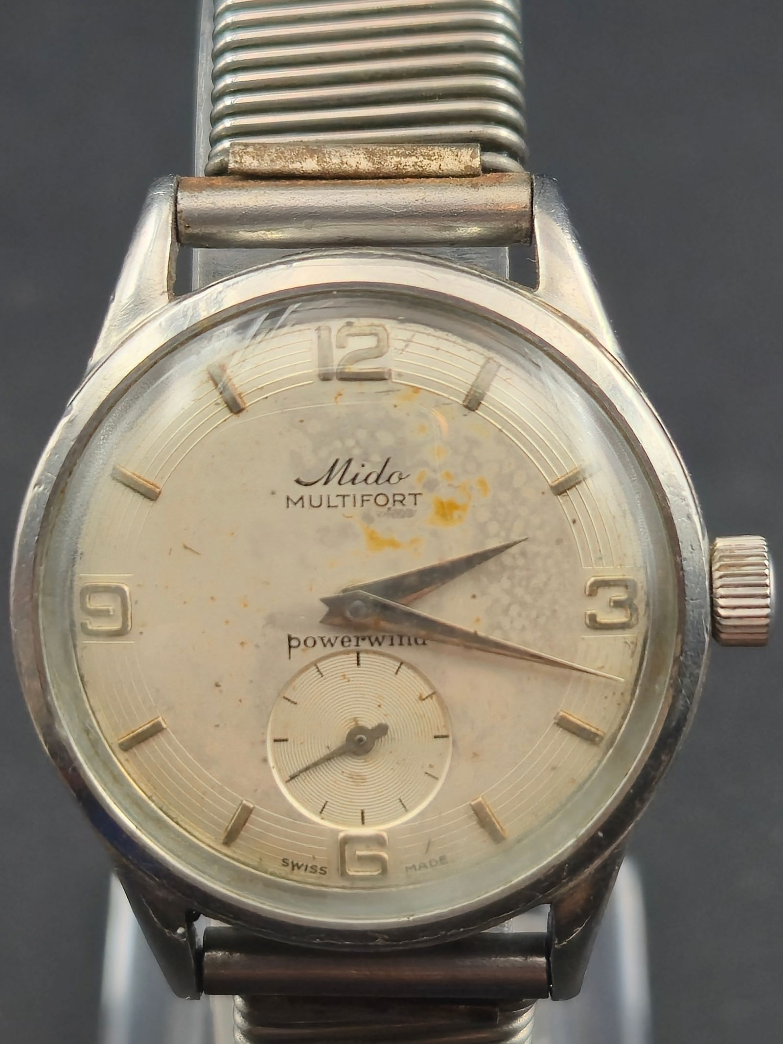 1950s Mido Multifort Powerwind 30mm Stainless Steel Automatic – New Domed Crystal – Running (1 of 11)