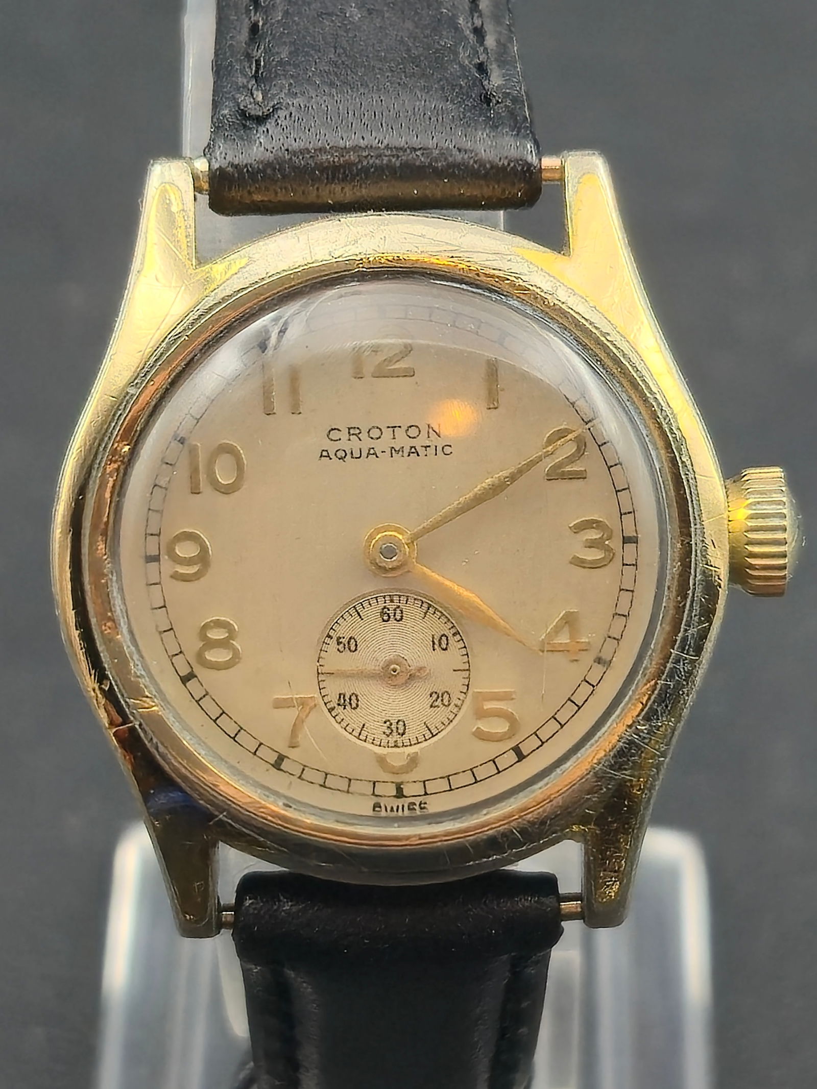 1950s Croton Aqua-Matic 29mm Bumper Automatic 17J Swiss – Gold-Tone Case – Running (1 of 10)