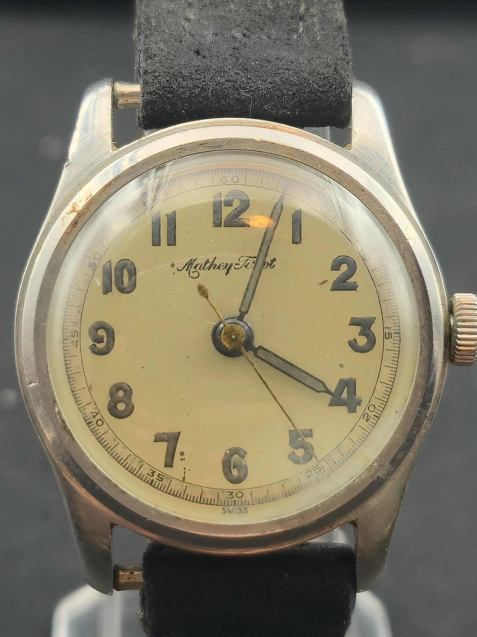1940s Mathey-Tissot 33mm Military-Style Swiss 15J Waterproof Shockproof Watch – Running (1 of 8)