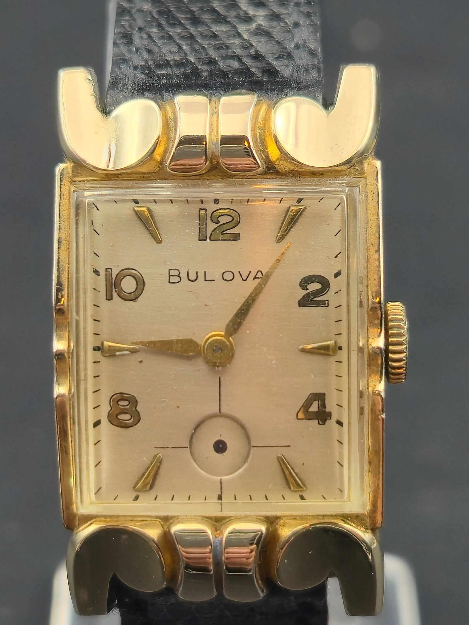 1956 Bulova 10K Rolled Gold Plate “Academy Award Style” 21mm Rectangular Watch Runs (1 of 9)