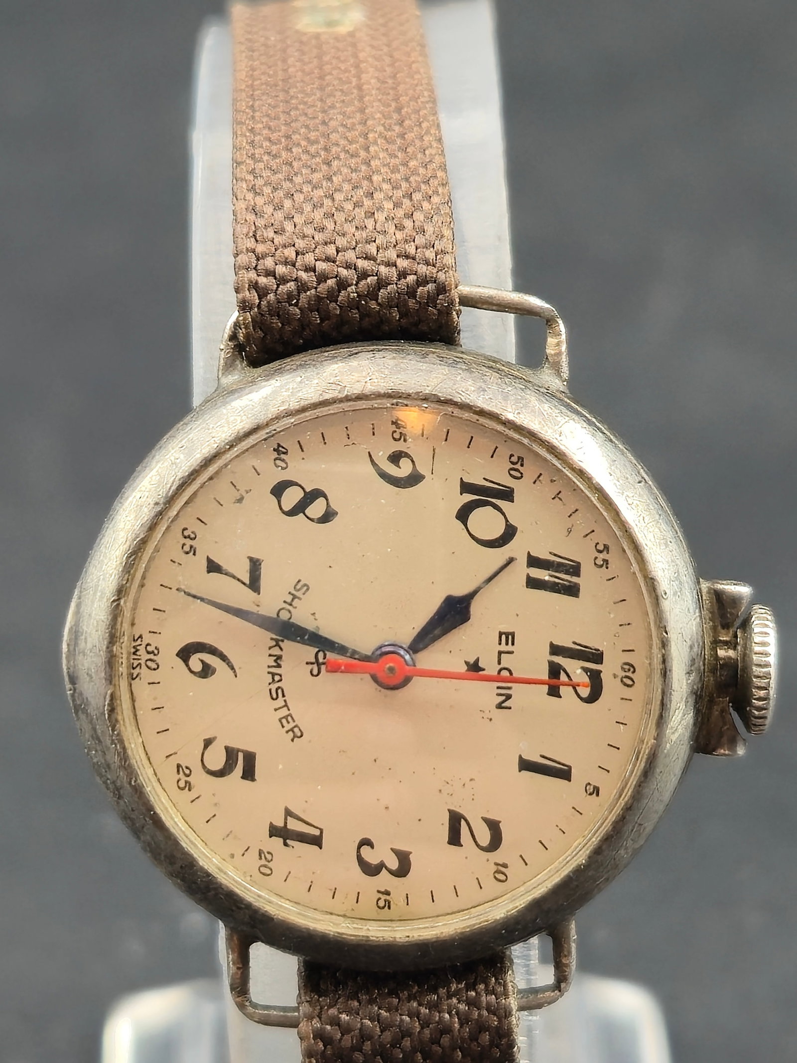 1940s Elgin Sterling Silver Trench Watch 17J 630 “Shockmaster” Vintage (1 of 9)
