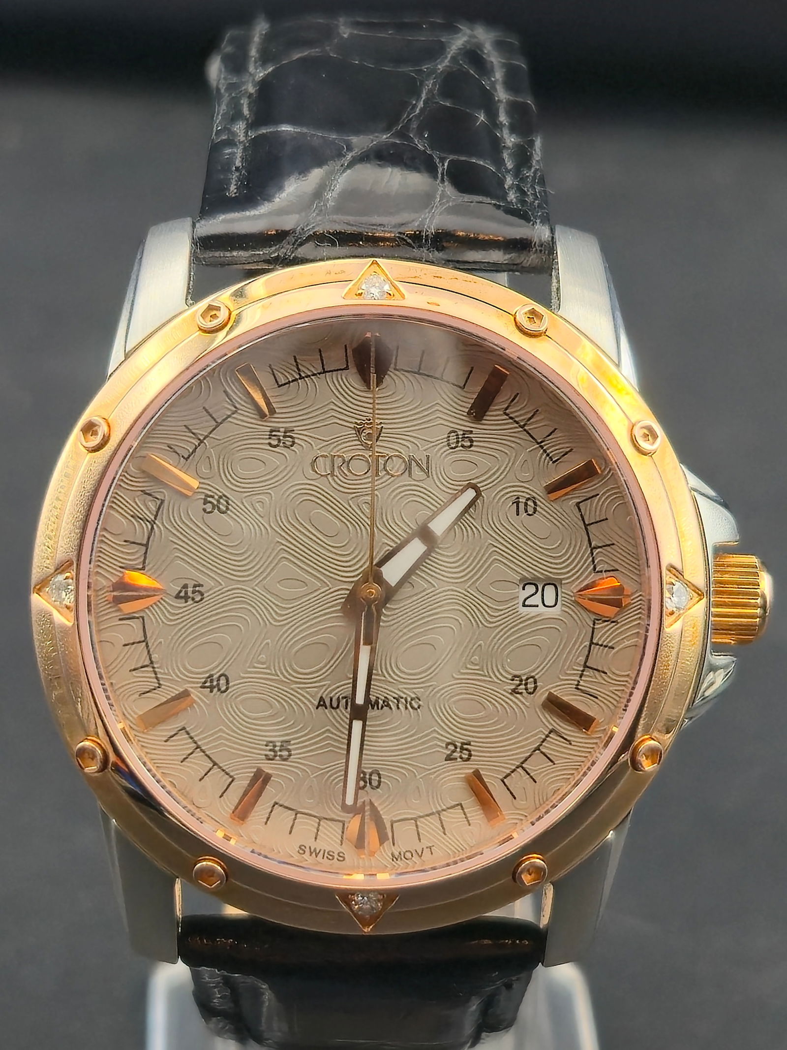 Croton Swiss Automatic Two-Tone 40mm Textured Dial Diamond-Accent Bezel Full Set Mint (1 of 11)