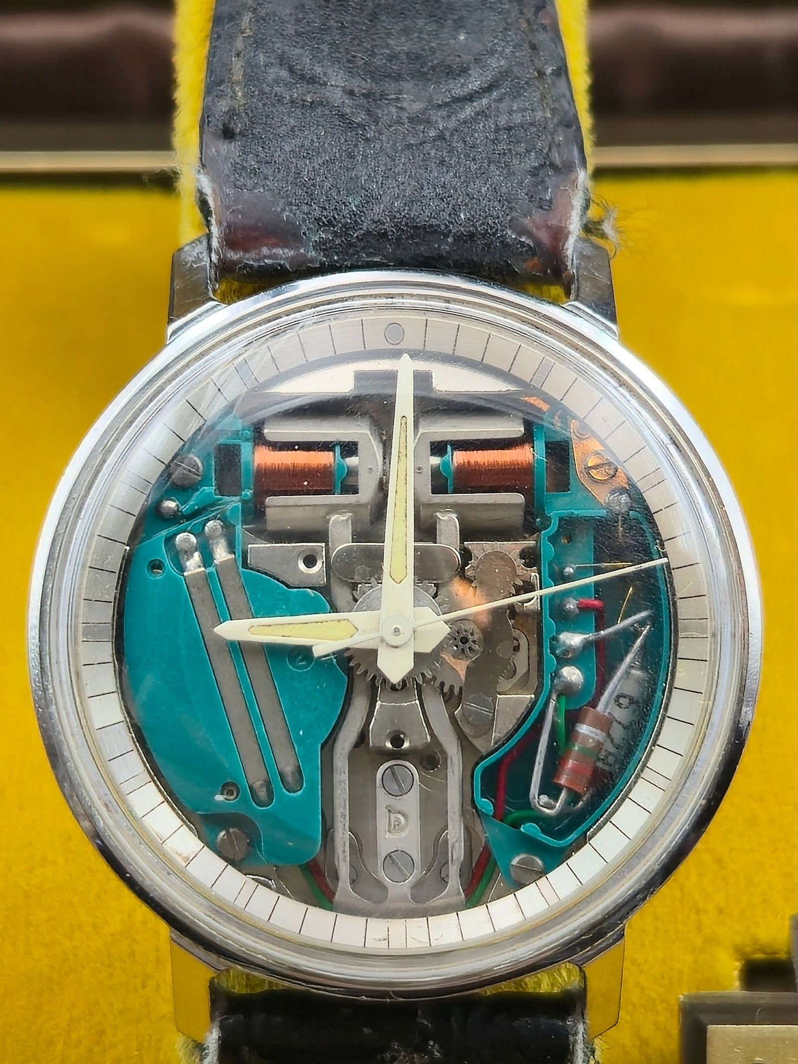 1964 Bulova Accutron Spaceview Ref 214 35mm Tuning Fork – Original Box – Runs – Early (1 of 12)