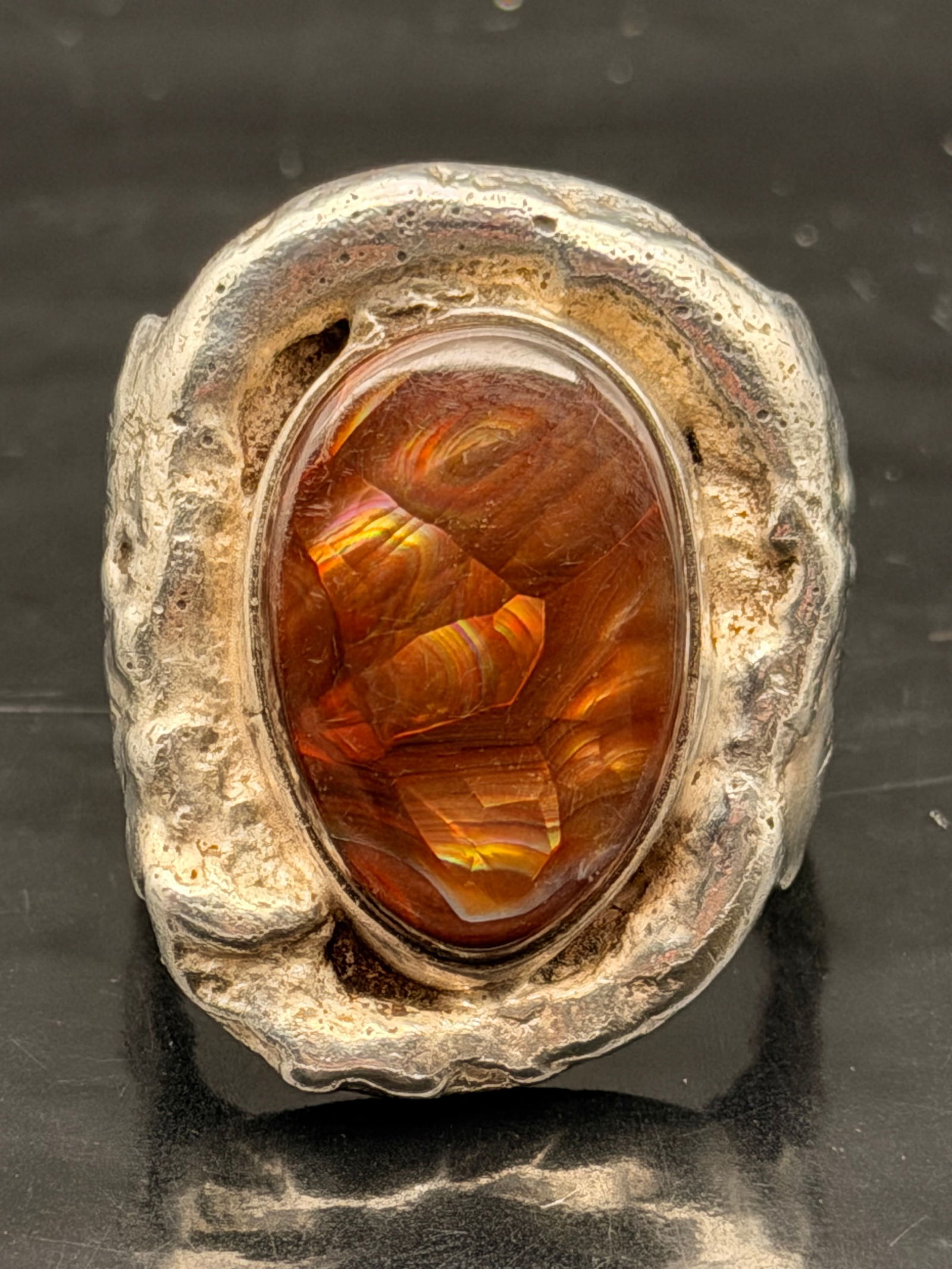 Vintage Sterling Silver Men’s Ring w/ Fire Agate – 25g (1 of 6)