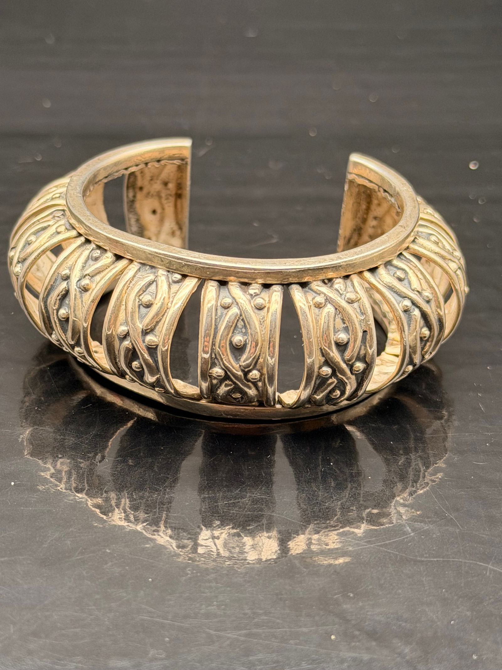 Vintage Taxco Mexico Sterling Silver Cuff Bracelet – 49g (1 of 6)