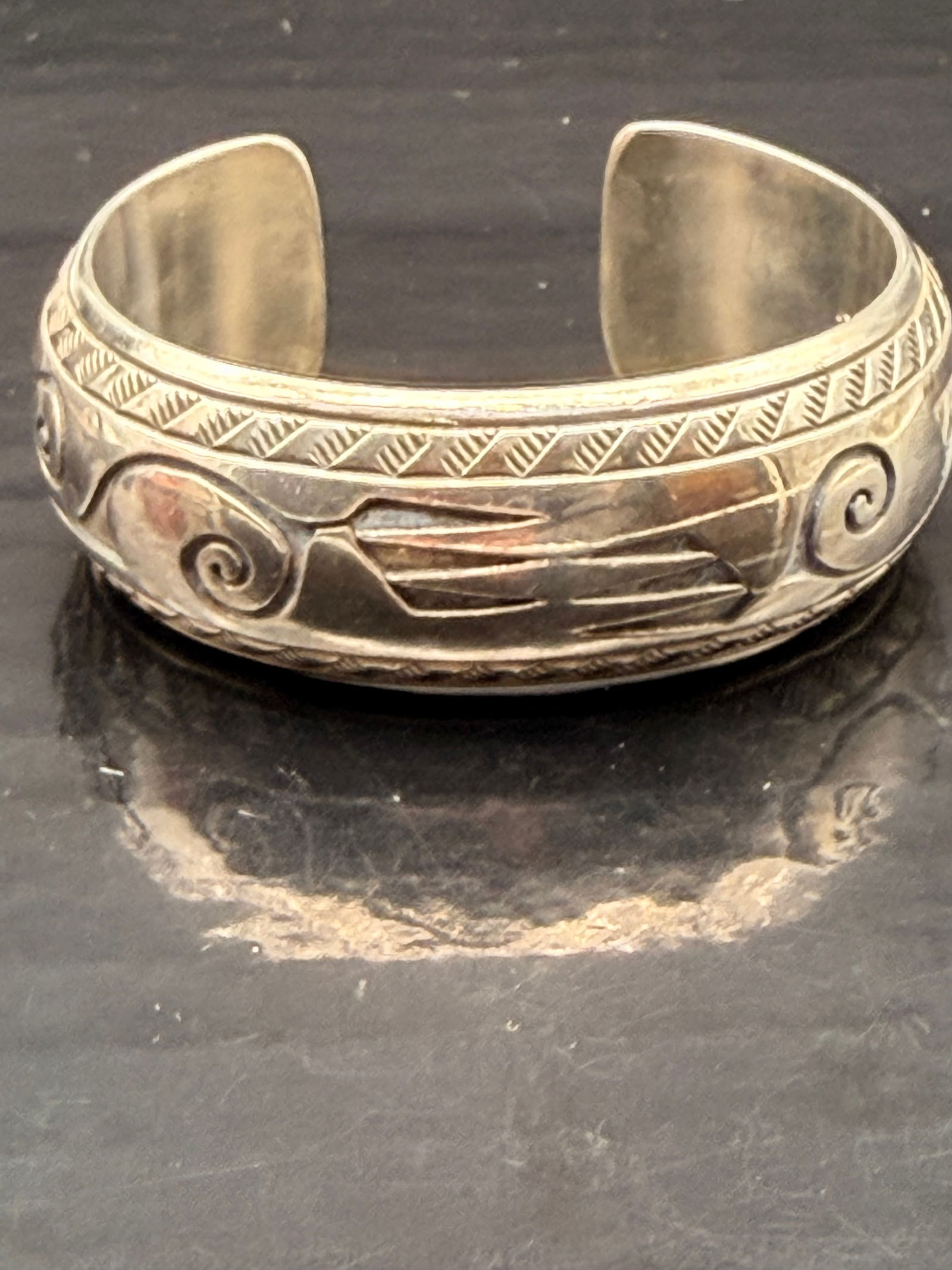 Handmade Sterling Silver Cuff Bracelet – 47g, Artist Signed “CH” (1 of 7)