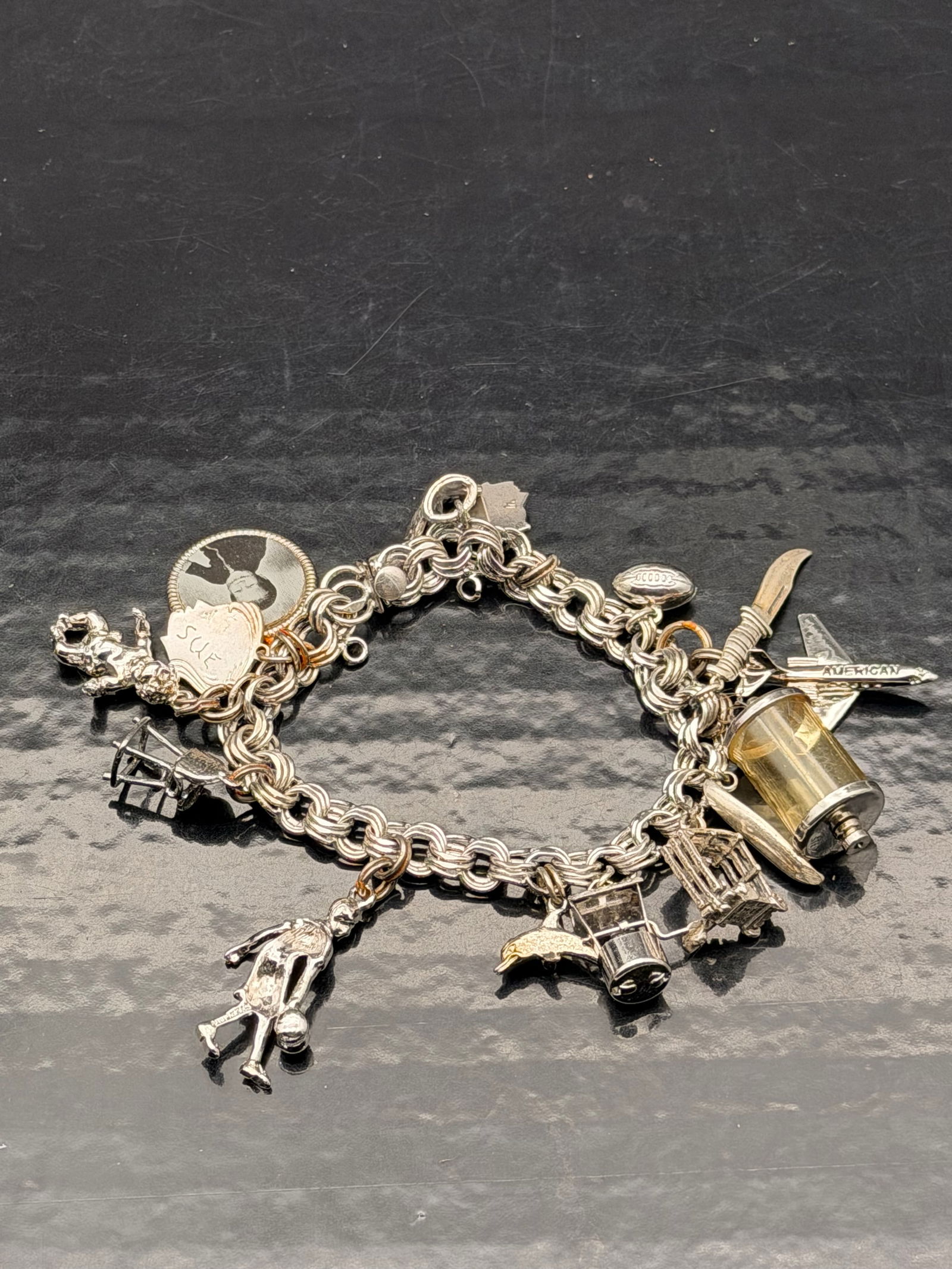 Vintage Sterling Silver Charm Bracelet – 48g, Mixed Charms (1 of 6)