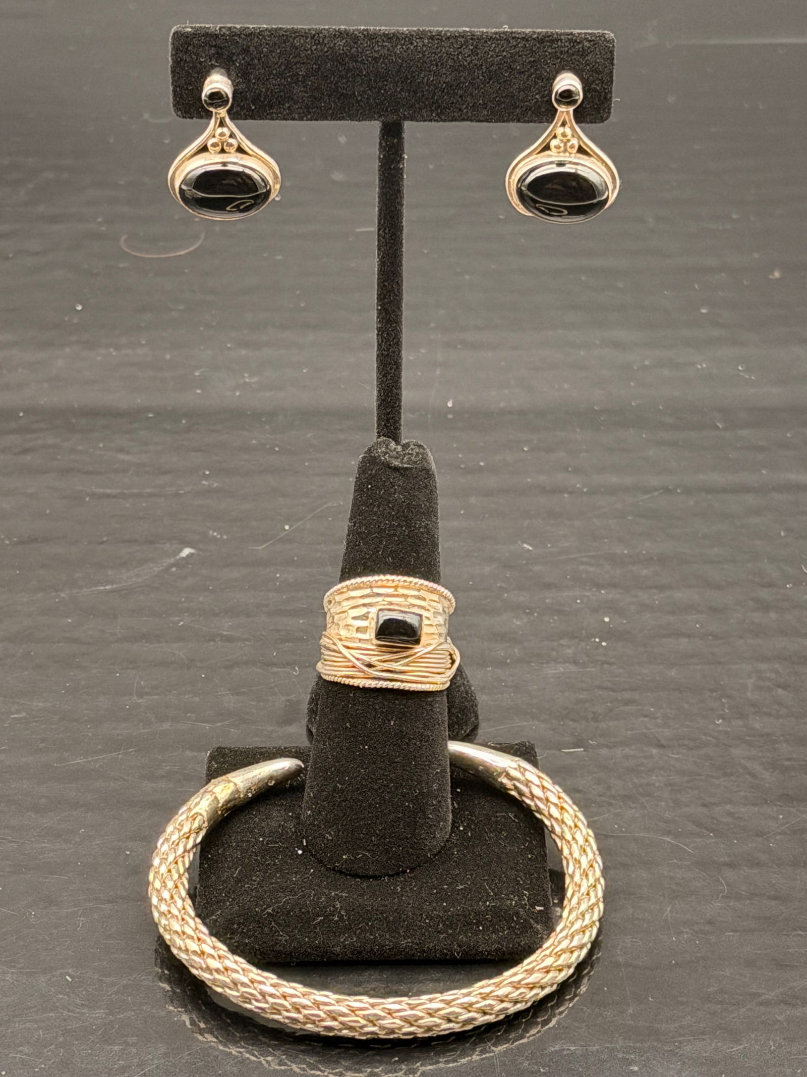 Sterling Silver 925 Jewelry Set – Earrings, Ring & Silver-Tone Bracelet – 45g (1 of 11)