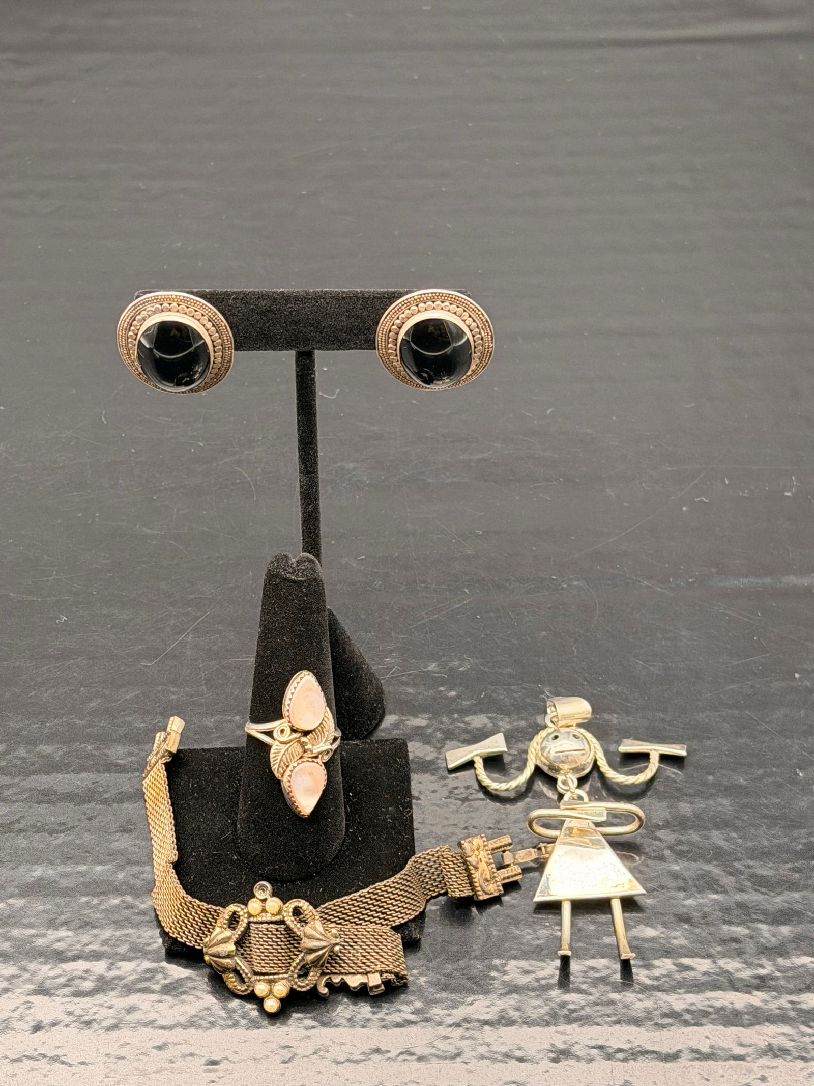 Vintage Mexico 925 Sterling Silver Jewelry Lot – Earrings, Ring, Bracelet & Pendant – 48g (1 of 16)