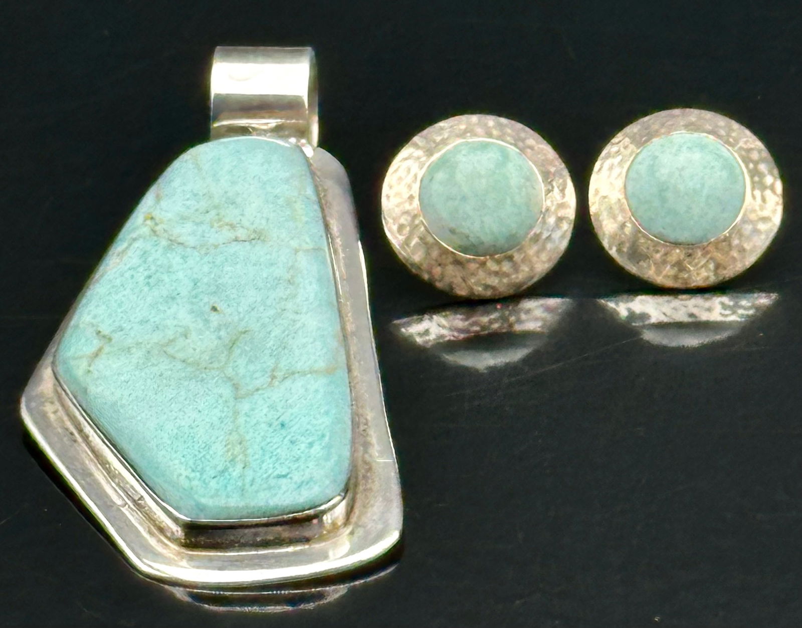 Sterling Turquoise Pendant & Earrings Set – Mexico – 24g (1 of 7)